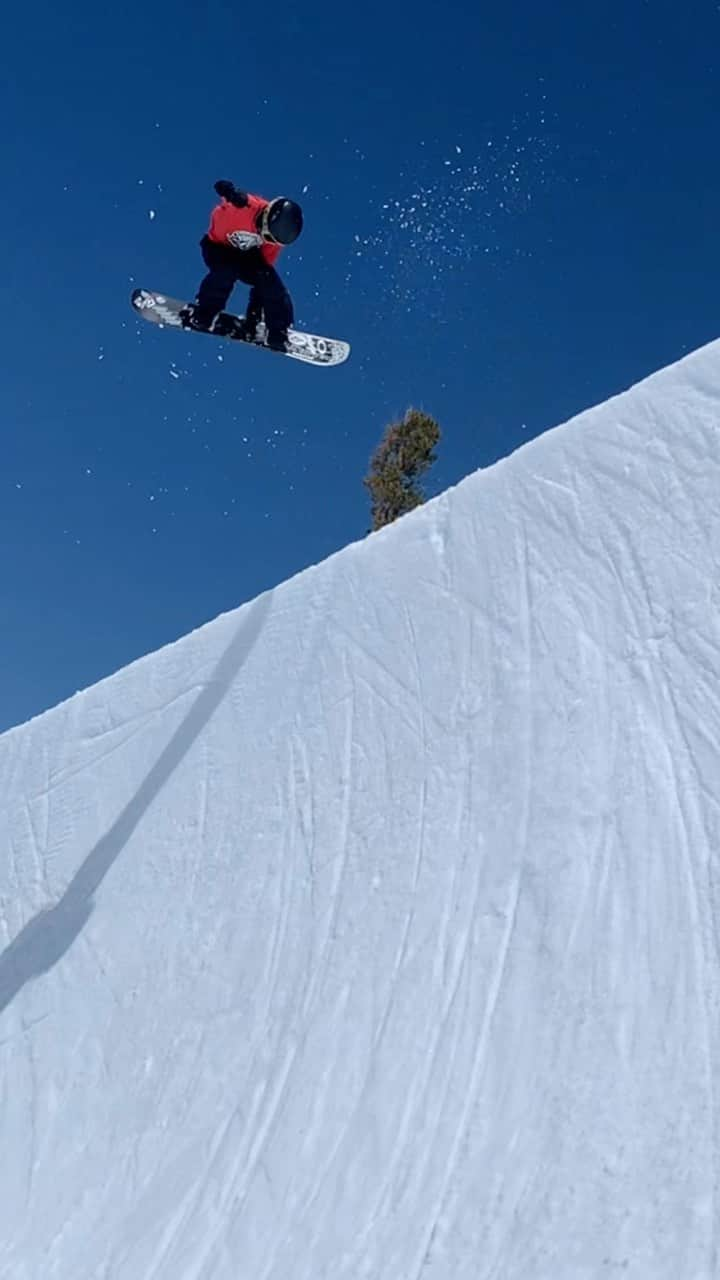 上田ユキエのインスタグラム：「Getting the tricks back🔥🔥🔥  @mammothunbound @mammothmountain  @burton @oakleyjapan @volcomsnow @volcom @volcomjapan @unfudge_official @hayashiwax @mammothtrampolineclub @cocopalm3s  #snowboarding #スノーボード #小学生 #アメリカ #マンモスマウンテン #ハーフパイプ」