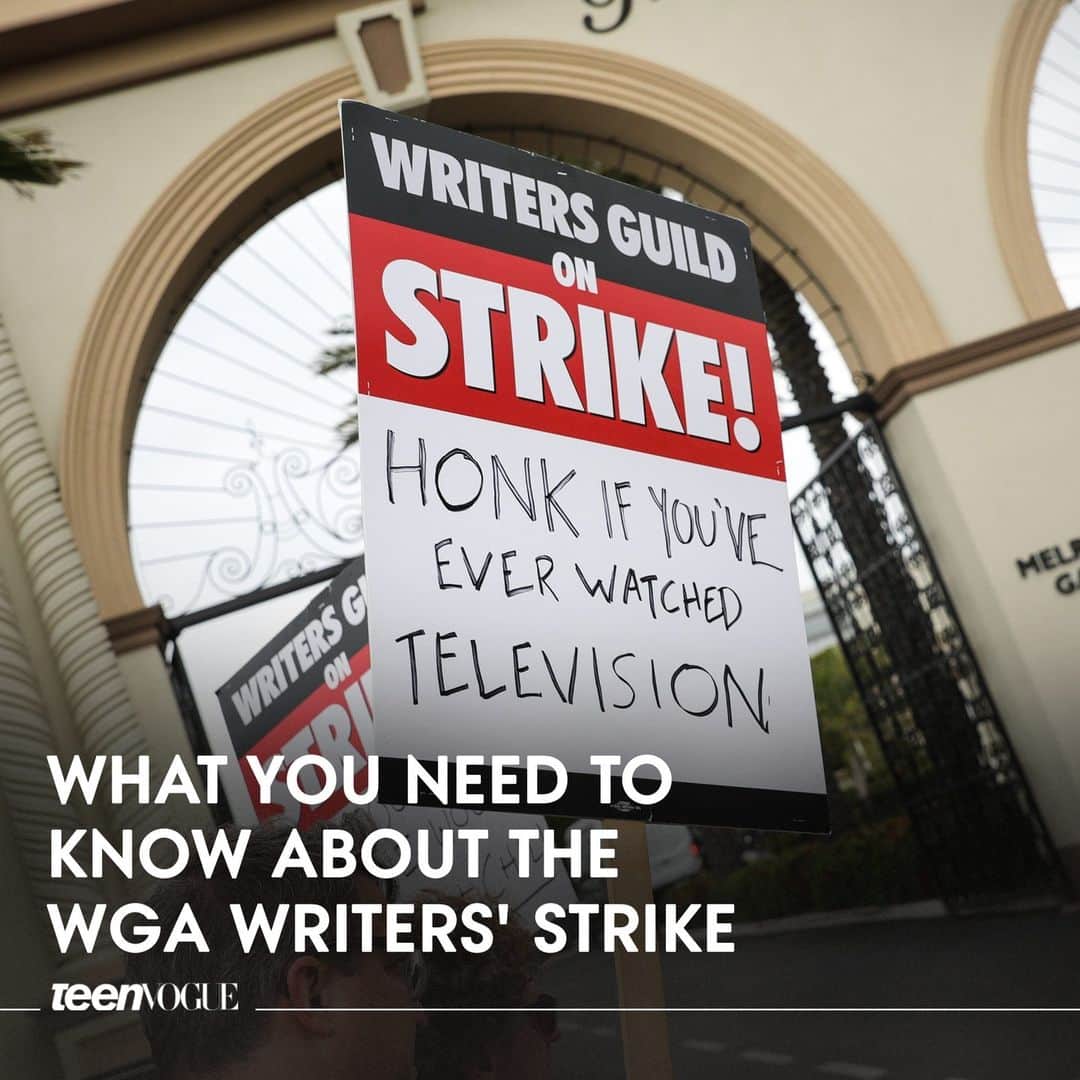 のインスタグラム：「If you’re excited for any upcoming movies or TV shows, what you see on your screen and when it will air will definitely be affected by the Writers Guild of America (#WGA) strike that has been going on since early May. Find out more on what it is, why it's happening, and how you can support the writers at the link in bio.  (📸: Getty Images)」