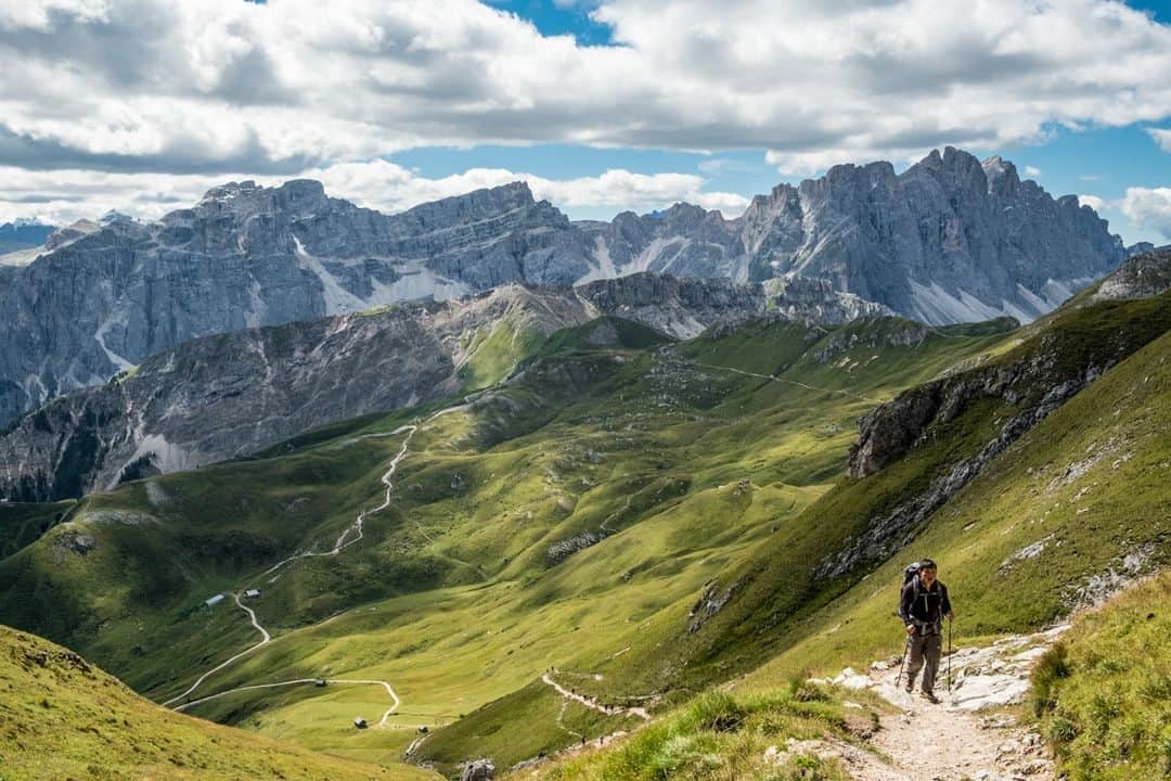 National Geographic Travelさんのインスタグラム写真 - (National Geographic TravelInstagram)「Photo by @francescolastrucci | Climbing up toward the summit of Sass de Putia, which stands isolated and imposing on the boundary of Puez-Odle Nature Park, seen in the background. With its rugged shape, the mountain is one of the most recognizable peaks in Italy’s Dolomites. It is renowned for the glorious 360-degree view from its summit. Follow @francescolastrucci for more places, daily life, and stories from around the world.」5月17日 7時00分 - natgeotravel