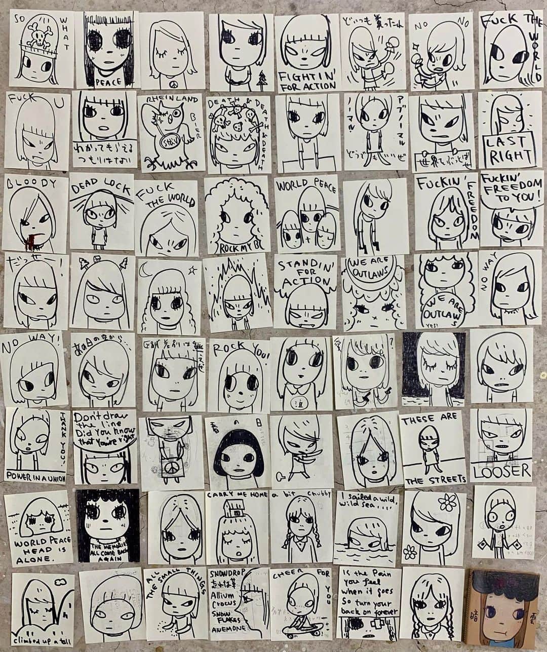 奈良美智さんのインスタグラム写真 - (奈良美智Instagram)「roughly marker drawings from last 30 days.」5月17日 7時10分 - michinara3