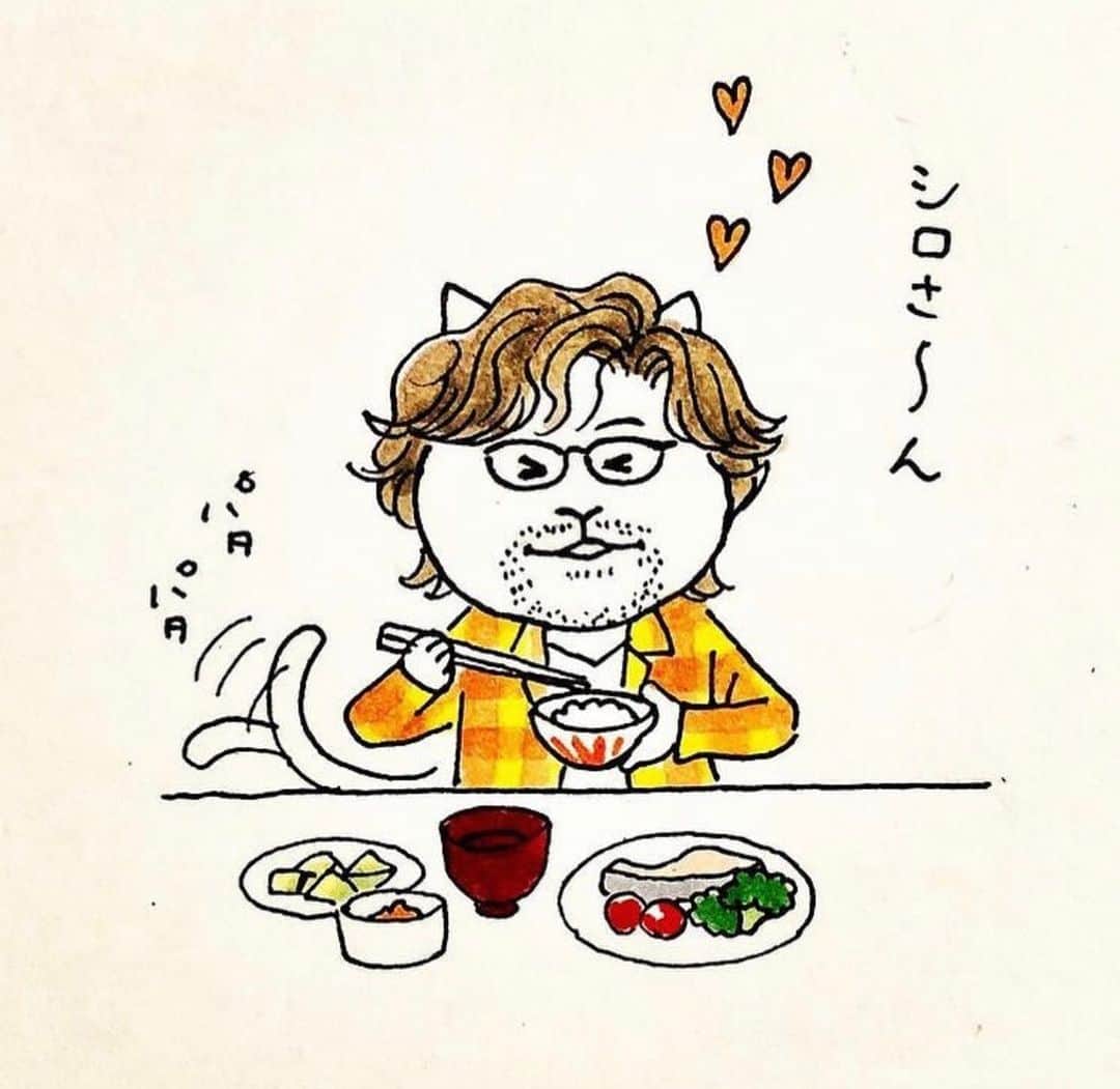 eskさんのインスタグラム写真 - (eskInstagram)「: : きゃ〜　きのう何食べたseason2！ ウレシイ٩( ᐛ )و（まだまだ先だけど）  #イラスト#イラストレーター#おえかき#らくがき#まんが#猫#ねこ#ネコ#ドラマ#きのう何食べた#内野聖陽#勝手に猫化#過去絵」5月17日 7時27分 - esk_illust