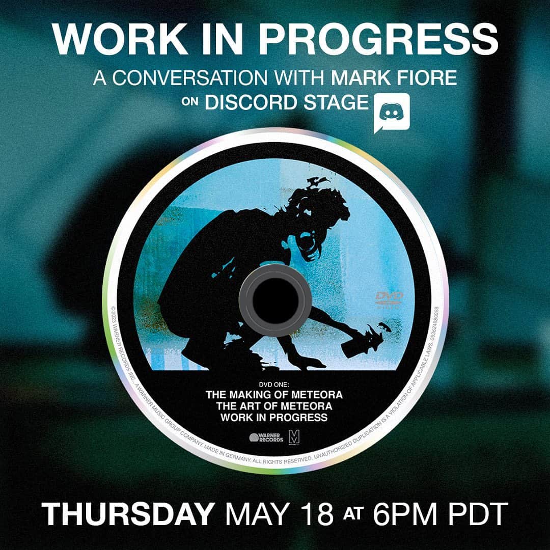 リンキン・パークのインスタグラム：「Join a conversation on @discord Stage this Thursday, May 18th at 6pm PDT, with long-time Linkin Park content producer Mark Fiore to discuss ‘Work In Progress’ from #Meteora20. Link in our bio to join our Discord server.」