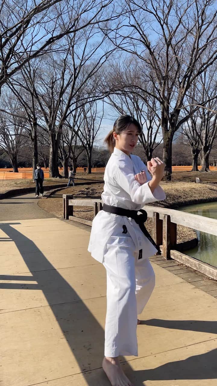 山口睦貴のインスタグラム：「前回の続き🥋 蹴りが難しかったら、連続技✨ 自分で作って見ると新たな発見があるかも…🥋  #karate #japanesekarate #空手 #空手女子」