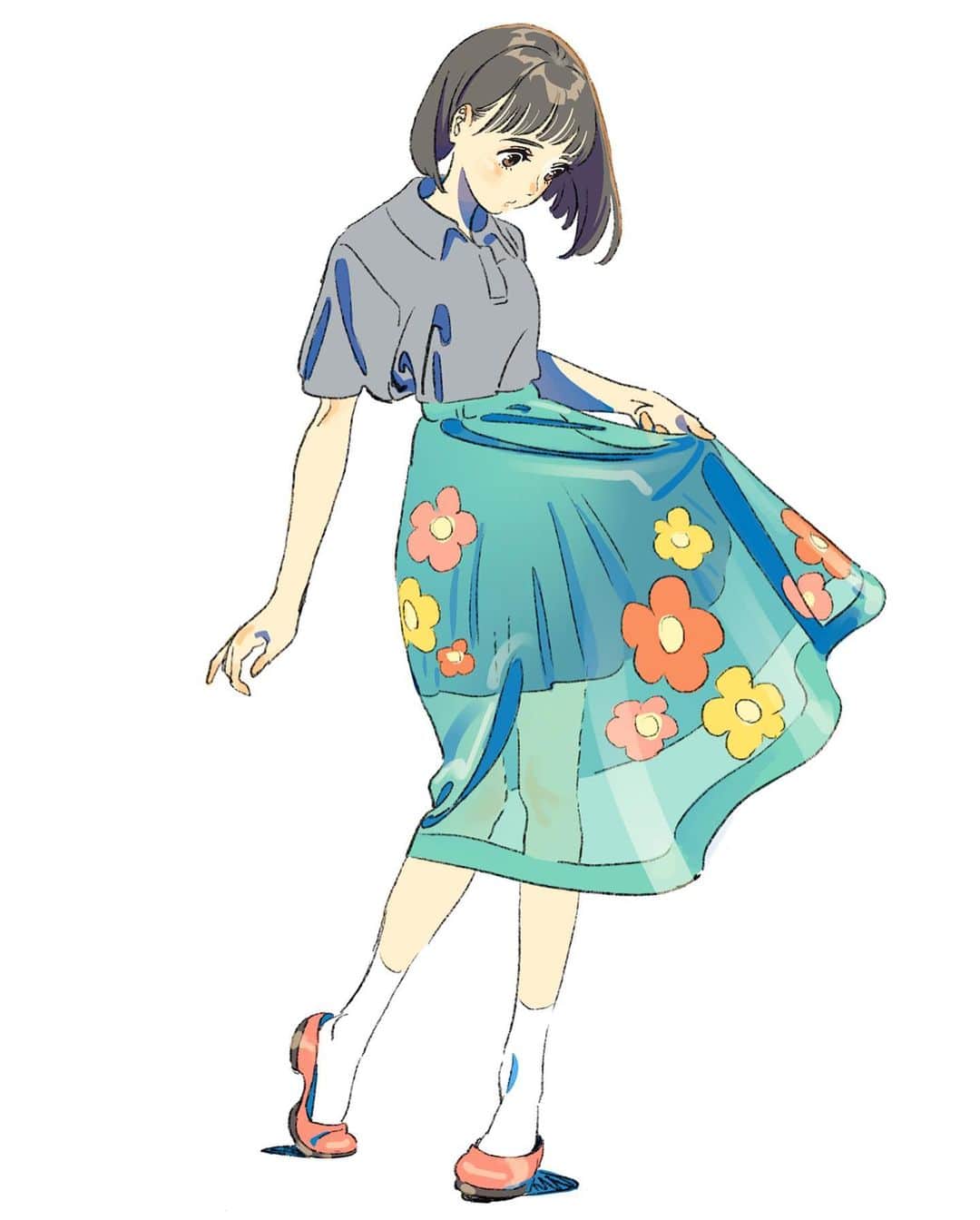 刈谷仁美のインスタグラム：「らくがき〜色塗りむつかし  #illustration #drawing」