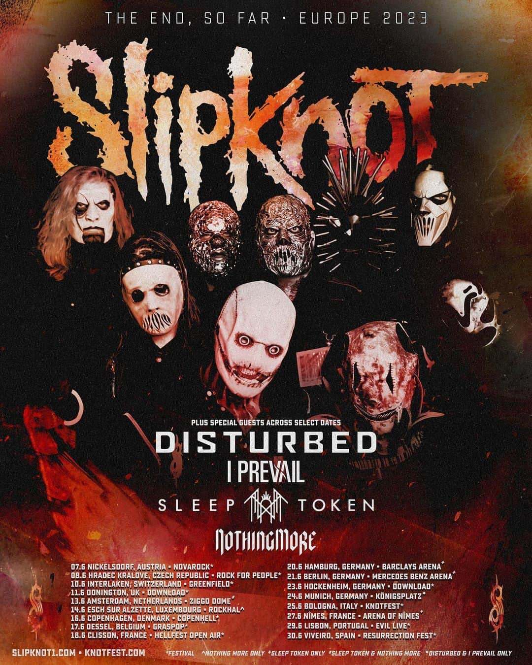 Slipknotさんのインスタグラム写真 - (SlipknotInstagram)「EUROPE 2023 with special guests @disturbed & @iprevailband in Munich, and @sleep_token & @nothingmoremusic across select dates. Get Tickets at slipknot1.com/events」5月17日 16時51分 - slipknot