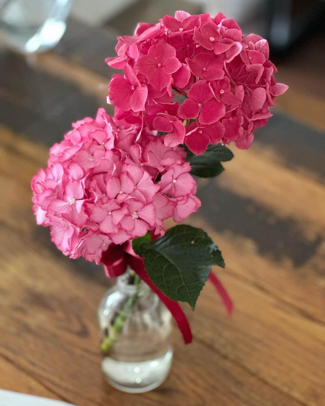 美舟さんのインスタグラム写真 - (美舟Instagram)「母の日から何日か過ぎ 早朝から終日働き、帰って来たのは夜中でした。 テーブルに花がある！ と思い近づいて行くと ピンクの紫陽花の花🌸　 それと一緒に手紙が刺さっていた。  息子は最近大きな決断をしました。  楽しかったはずの事が ある日を境に 辛く悔しい経験をする事になった。 好きだから頑張って頑張ってそれにずっと耐えていた 1年半くらいかなぁ…  その決断を境に、自分自身で又楽しみに変えていった。 (勿論サポートありきの)   凄いと思った。  最終的の判断は自分。  自分で決め 自分で判断し 自分で伝える  と言う事をしたのです。  この年代でそれができるなんて…  勿論、またまだ出来ない事は沢山あるけど、 私の見ていない所でこんなにも強くなってきてるんだなと。  しんどい経験や失敗は悪くない これから先の為にとても重要な要素 辛い経験をしてる人ほど乗り越えた時 人の気持ちがわかり、優しく、 そして強い心が育ってくる。  その時は本人も、見ている側も辛いけどね…  大きな決断の事 感謝の気持ちの事 ご飯の事 お弁当の事ets…  こんな手紙貰うと嬉しくて泣けてしまうね。 ちゃんと彼の期待に応えてあげたい私がいるなー💪  後で何で紫陽花にしたの？って聞いたら 調べたらBest 3に入っていて 可愛いし、紫陽花は長持ちするからだそうww  紫陽花のピンクの花言葉 →元気な女性  母の日に贈る事も多いみたいですね。 意外と知らなかったww  本当に可愛い紫陽花なんだよね💕  色々探してくれたみたいで何件も見てやっと見つかったのが近所の花屋さんだったみたい。後3本しかなかったって😅  母の日のあの素っ気ないLINEからの ギャップがたまりませんねーww  #遅い母の日 #ピンクの紫陽花 #手紙 #小さな空き瓶に飾ってる」5月17日 16時54分 - mifune2014