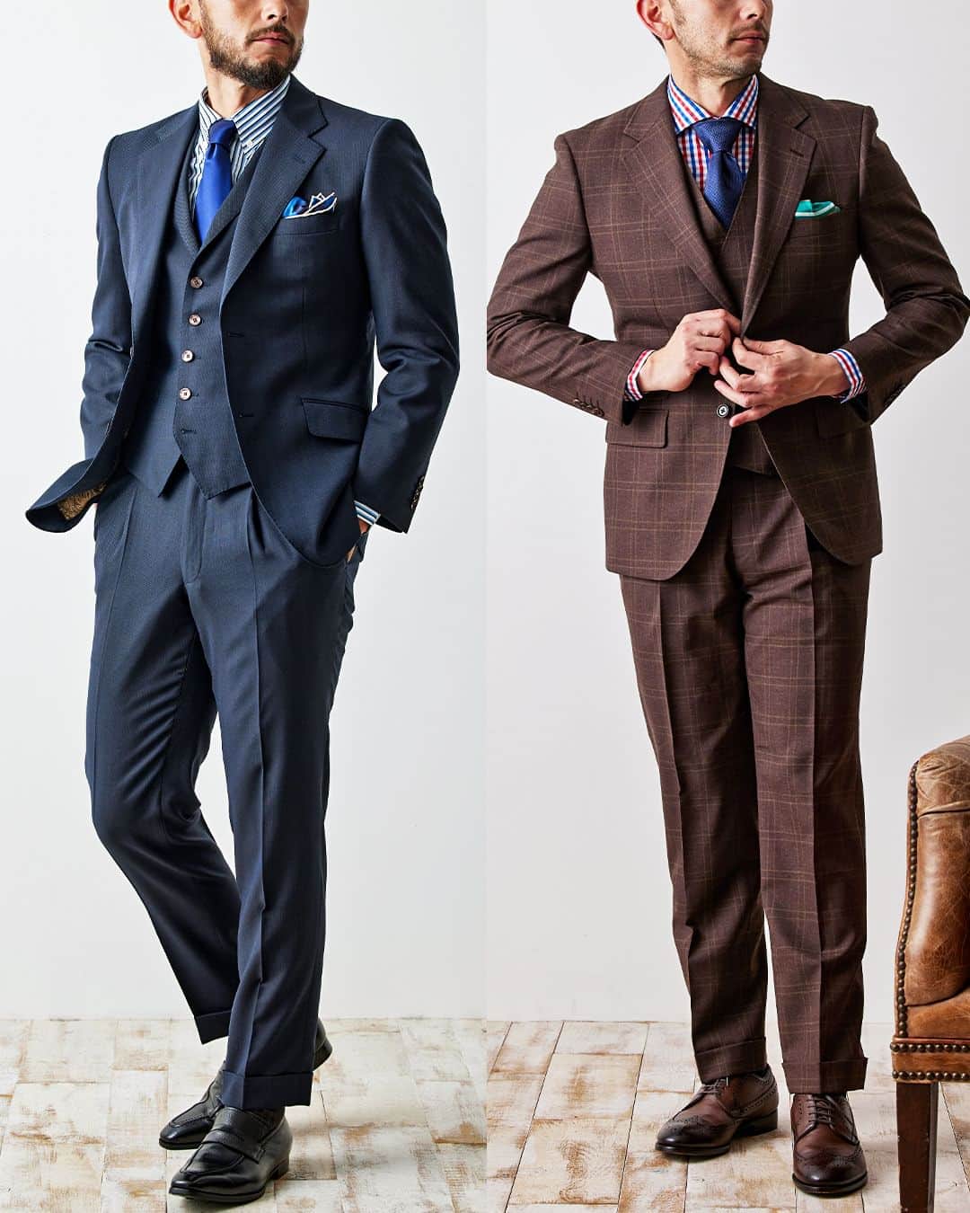 Global Style（グローバルスタイル）さんのインスタグラム写真 - (Global Style（グローバルスタイル）Instagram)「ビジネスシーンにおすすめなオーダースーツをご紹介。 定番カラーのネイビースーツでも、生地の模様によって雰囲気も様々です。 最近ではブルーグリーンや艶感のある生地もビジネスシーンを彩るスーツとして注目を集めています。 どのスーツが気になりましたか？ ぜひコメント欄で教えてください💡 * ～オーダースーツの価格～ ◆通常1着価格：38,000円（税込41,800円）～ ◆2着コンビ価格：48,000円（税込52,800円）～ （スーツ生地ブランドにより異なります） * 5/8～5/31迄！全員対象のオプション5,000分プレゼント🎁!! ★2着52,800円～(税込)なんと1着あたり26,400円～(税込) ワンランク上のオーダースーツを楽しめる🎊 ご友人とシェアOKな3着まとめ買いもおすすめ！ * 【オーダー専門店グローバルスタイルとは？】 ①業界最多の生地バリエーション ②選べるスーツモデルも業界最多10型以上！ ③本格オーダースーツが1着2万円台から！ * 50,000円分のギフト券が当たる!? スナップキャンペーンを開催中📸 専用ハッシュタグをつけてオーダーしたスーツを投稿するだけ★ 詳しくはDMよりお問い合わせください。 * 豪華特典付きの期間限定のフェア開催中！ 詳しくは公式サイトにて ⇒ @globalstyle_jp * #グローバルスタイル #globalstyle #ginzaglobalstyle #ビジネスシーン #オーダースーツ #ordersuit #suitstyle #Suit #スーツ #お仕事コーデ #ビジネススーツ #スーツ好きと繋がりたい #ビジネスコーデ #スーツ男子 #スーツスタイル #定番スーツ」5月17日 18時30分 - globalstyle_jp