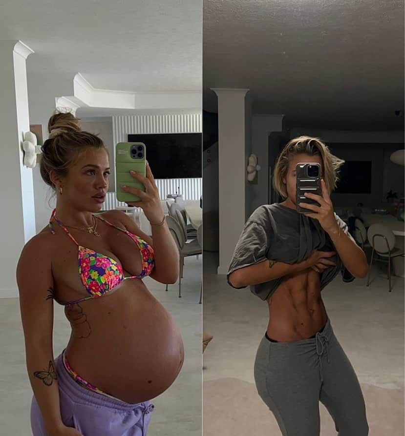 Tammyさんのインスタグラム写真 - (TammyInstagram)「9 months in vs 10 months out 🩶 @tammyfitapp just released a NEW pregnancy program as well as two new prenatal yoga flows 🧘🏼‍♀️ staying active during my pregnancy definitely helped A LOT when it came to rebuilding my strength after Po.  One thing to note:  I am not saying you should aim to look like this, this is my personal journey, Feeling strong is the goal here 🙋🏼‍♀️💪🏼  So, what am I doing now?  How am I eating?  The answer to both those is using the @tammyfitapp When I’m not doing a challenge I’m usually on one of the full body gym programs. (Also started incorporating Pilates which will be in the app VERY soon). As for food, I eat A LOT and am not restrictive at all but I do use a lot of the apps recipes and just generally try to eat whole healthy foods (majority of the time, weekends are for treats 🧁🍩😏).   If you need a place to start I suggest choosing a program and selecting a meal plan based on whatever your goal is.  And then STICKING to it 🤌🏼 consistency is KEY!!!  Link in bio to start your 7 day free trial @tammyfitapp 🤍🤍🤍  *always consult with your doctor before starting any new workout program, especially while pregnant*」5月18日 6時09分 - tammyhembrow