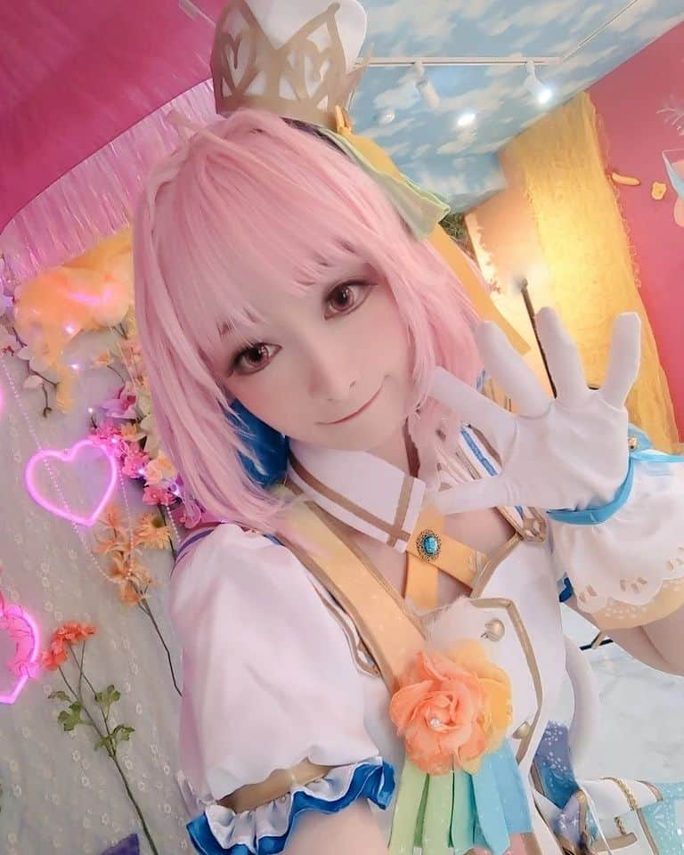 つなめるのインスタグラム：「スマホ撮り、目線外しがち #夢見りあむ #アイドルマスターシンデレラガールズ #cosplay #selfie #idolmastercinderellagirls #cosplayphotography #角色扮演 #角色扮演者」