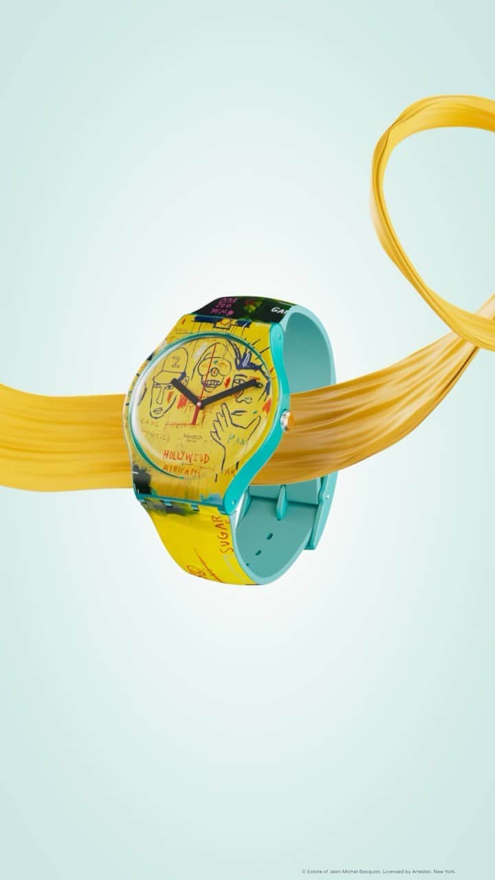 Swatchのインスタグラム：「Make a statement with this daring and colorful watch inspired by Basquiat’s iconic artwork 💥 #Swatch #SwatchArtJourney #SwatchxBasquiat @basquiatofficial」