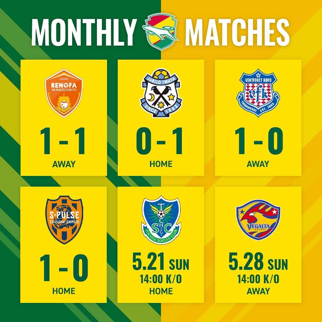 ジェフユナイテッド市原・千葉のインスタグラム：「. MONTHLY MATCHES  ▶️ NEXT GAME 📆 5.21 14:00kick off 🕑 🆚 栃木SC  🏟 フクダ電子アリーナ  #jefunited  #ジェフ千葉  #jleague  #Jリーグ  #monthly」