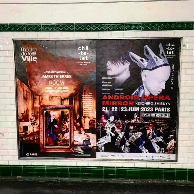 渋谷慶一郎のインスタグラム：「パリの地下鉄にもアンドロイドオペラ😉 You can find Android Opera in Metro Paris.」
