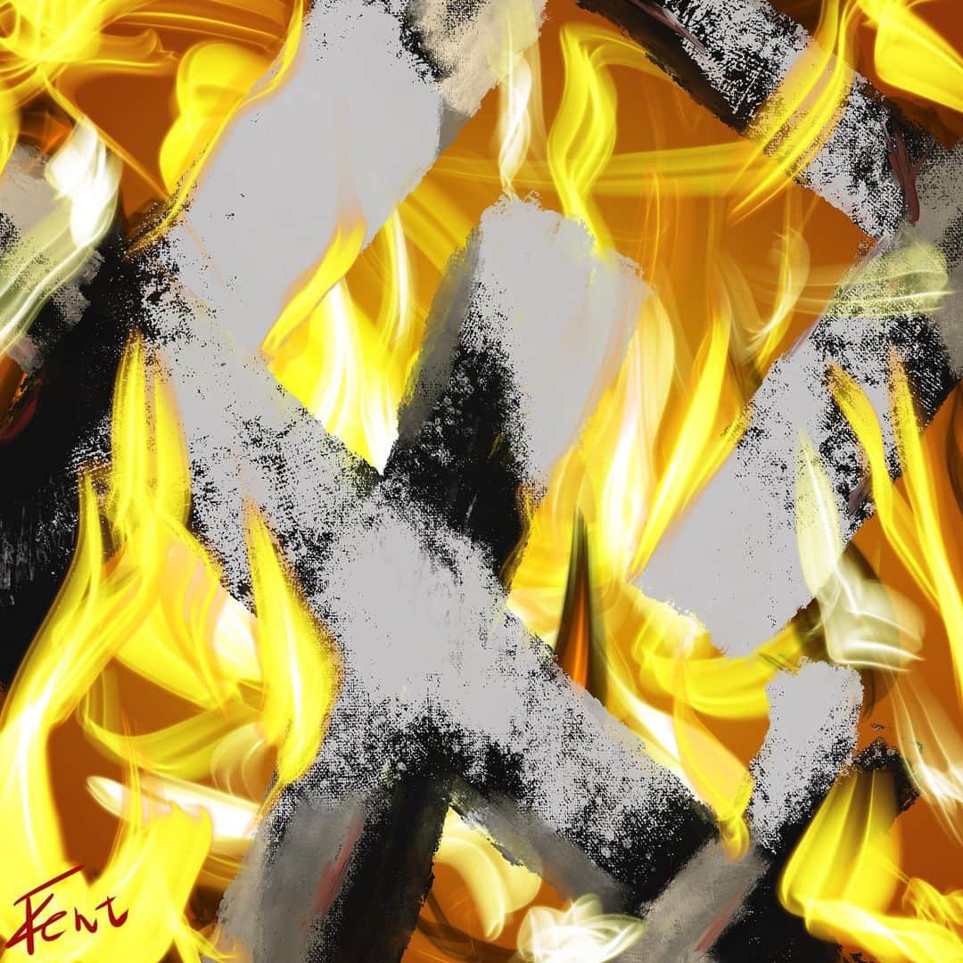 のインスタグラム：「Bonfire  #illustration #イラスト #落書き #fyp #design #camp #キャンプ #焚き火 #パチパチ #bonfire #また行きたい #役者 #俳優 #竹下健人」