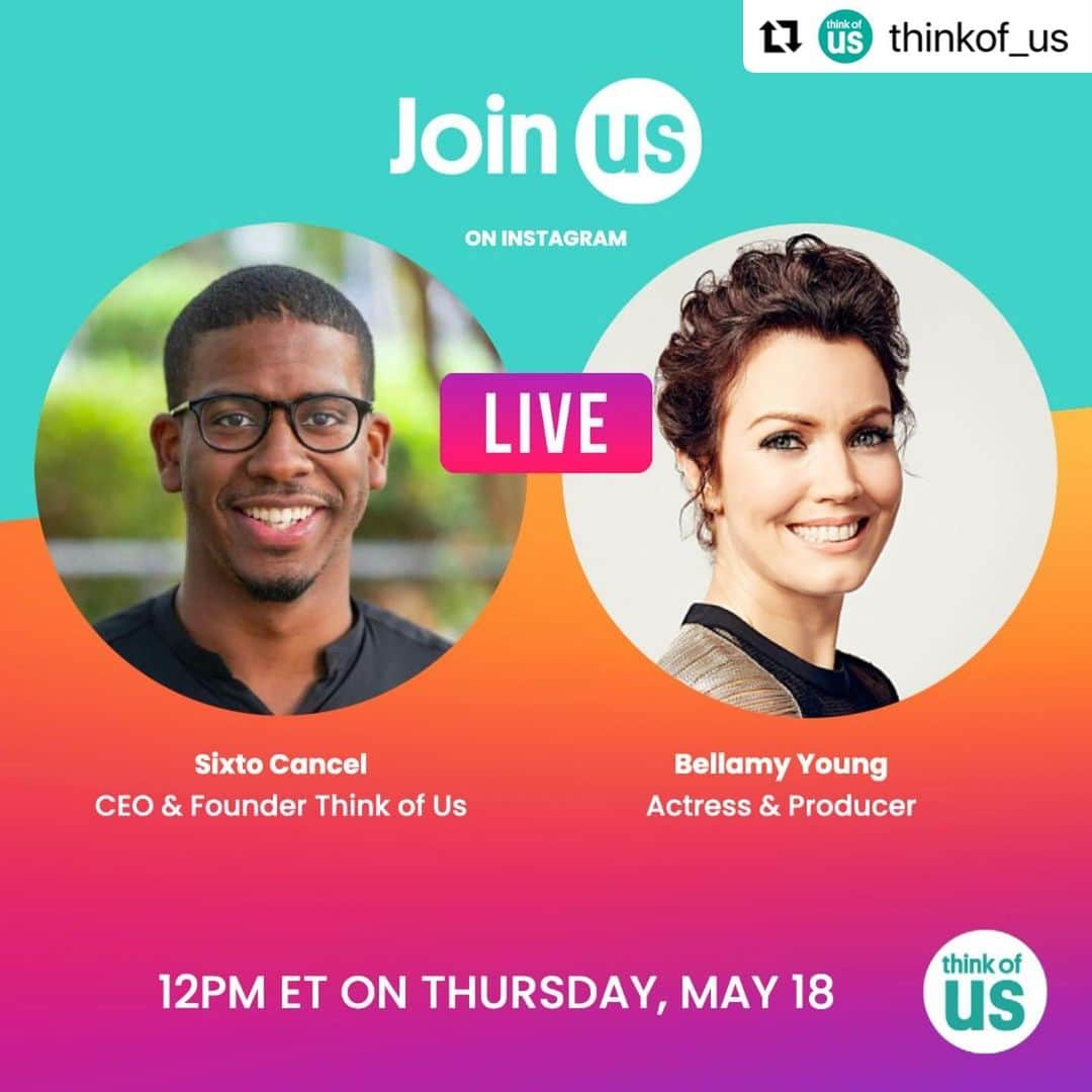 ベラミー・ヤングのインスタグラム：「So excited to talk with you tmrw @sixtocancel to learn more about the work @thinkof_us is doing & how we can transform #fostercare in America, centering folks with lived experience so we build it right, from the inside out. 🥰 And so happy & grateful that @theaudaciousproject (a @ted initiative) has chosen to honor, uplift, & support your work this year!  Everyone, please join us tmrw at noon ET to celebrate what is possible & the forward motion that is happening in this #NationalFosterCareMonth ❤️💗❤️ ・・・ Listen as CEO and Founder @sixtocancel and @bellamyyoung, star of Scandal, share a conversation about our efforts to transform the child welfare system. Tune in to our IG Live on May 18th at 12:00pm ET to hear more! #nationalfostercaremonth #transformfostercare」