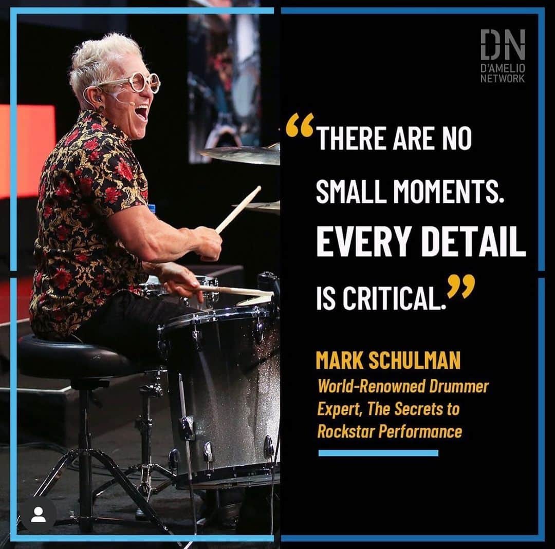 マーク・シュルマンのインスタグラム：「⠀ “There are no small moments”! 🌎⠀  #ExistLoudly 🤟  @damelionetwork #keynotespeaker #drummer #hackingtherockstarattitude #markschulman  ⠀」