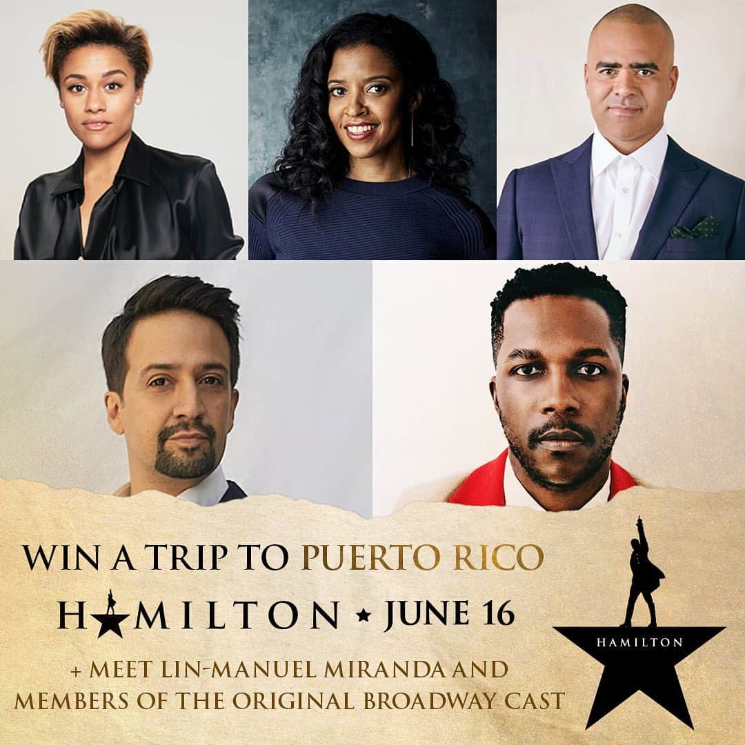 レネイ・エリース・ゴールズベリイのインスタグラム：「✈️I've teamed up with @lin_manuel to bring 10 LUCKY WINNERS and their +1 to see @hamiltonmusical in Puerto Rico! Use #Ham10x10 and tag who you'd bring as your +1 below.  You'll be treated to a pre-show reception and VIP photo-op with me and some of the Original Broadway Cast, including the incredible @arianadebose, @cjack930, @leslieodomjr, and, of course, ME! Then, join us for an unforgettable post-show celebration with the current ANGELICA cast and crew.  Donate $10 or more at WinHamiltonPR.com to enter and support the Flamboyan Arts Fund and @hispanic_federation.」