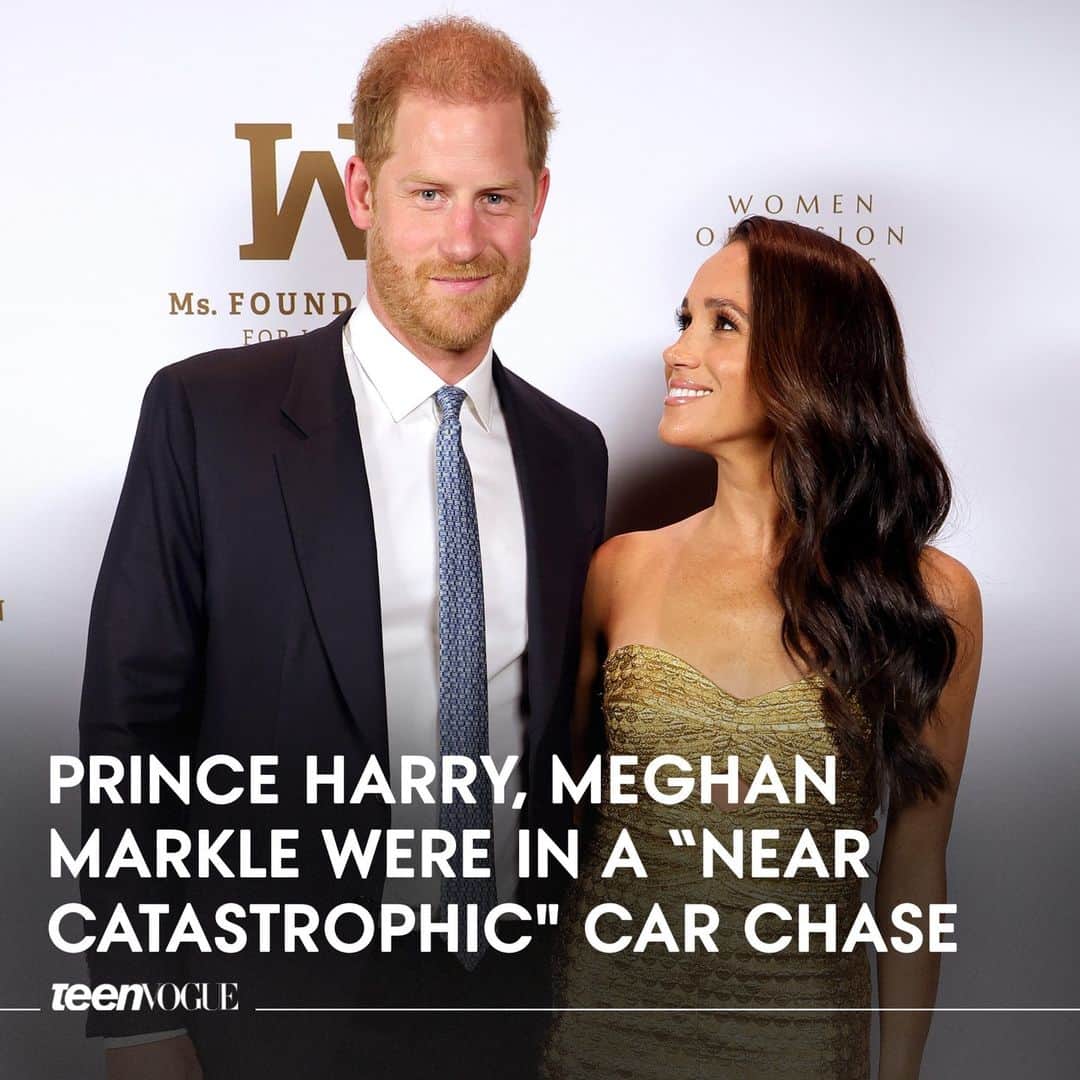 のインスタグラム：「A spokesperson for #PrinceHarry and #MeghanMarkle said the car chase lasted "over two hours." More details at the link in bio.  (📸: Getty Images)」