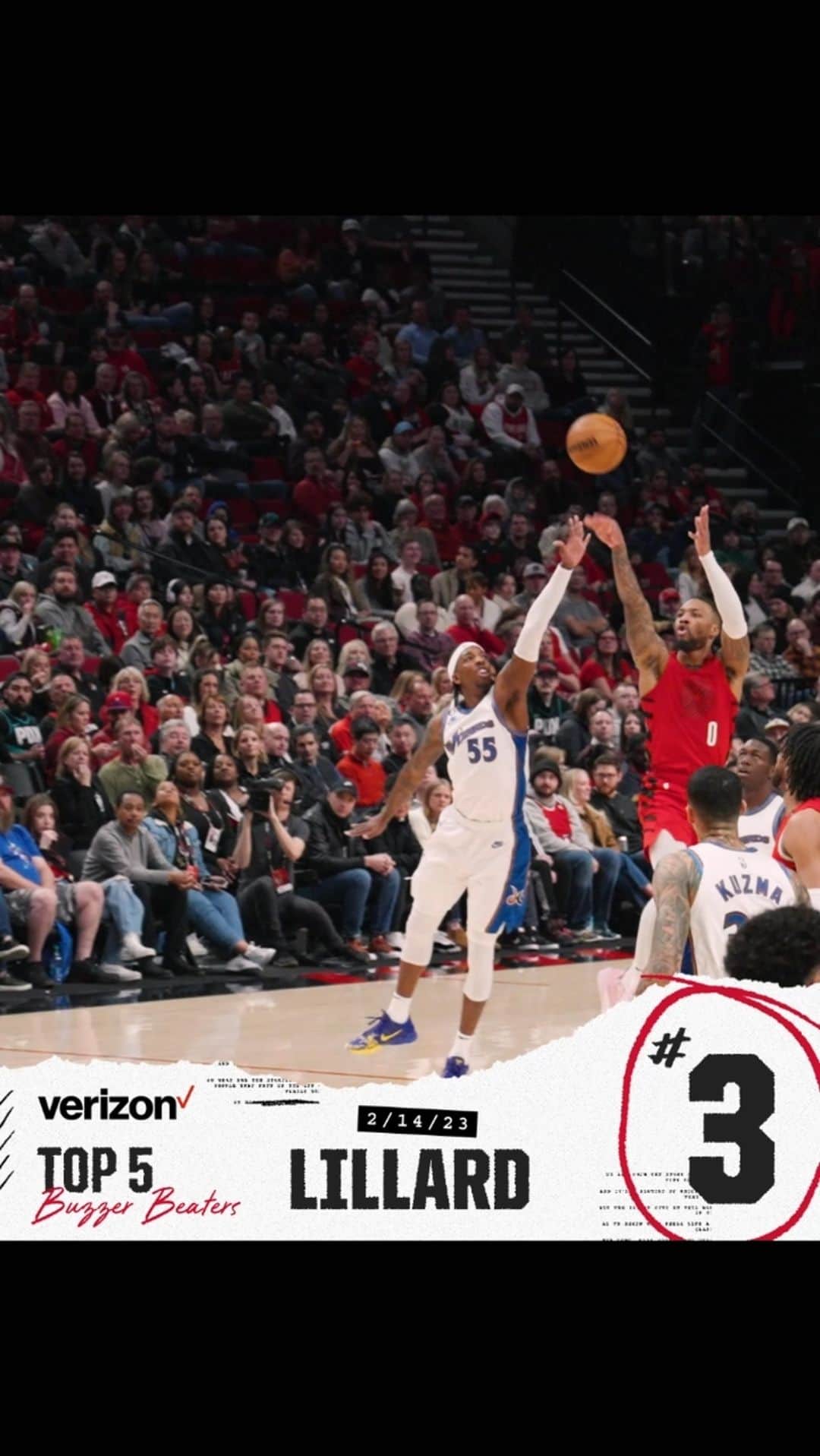 ポートランド・トレイルブレイザーズのインスタグラム：「logo Lillard + buzzer beater Lillard = top 5 buzzer beaters  @verizon」