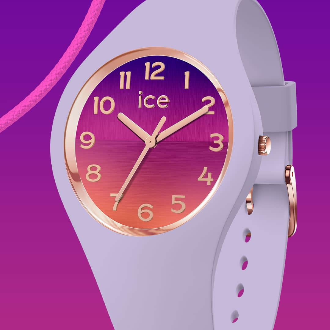 アイスウォッチのインスタグラム：「With its shading that can be likened to both dawn and dusk, the ICE horizon - Purple night watch will accompany you from morning to night and even from night to morning! 💄🤩  #icewatch #icehorizon #icediamond #purple  #night #trendy #sunset #horizon #colourful #spring #summer」