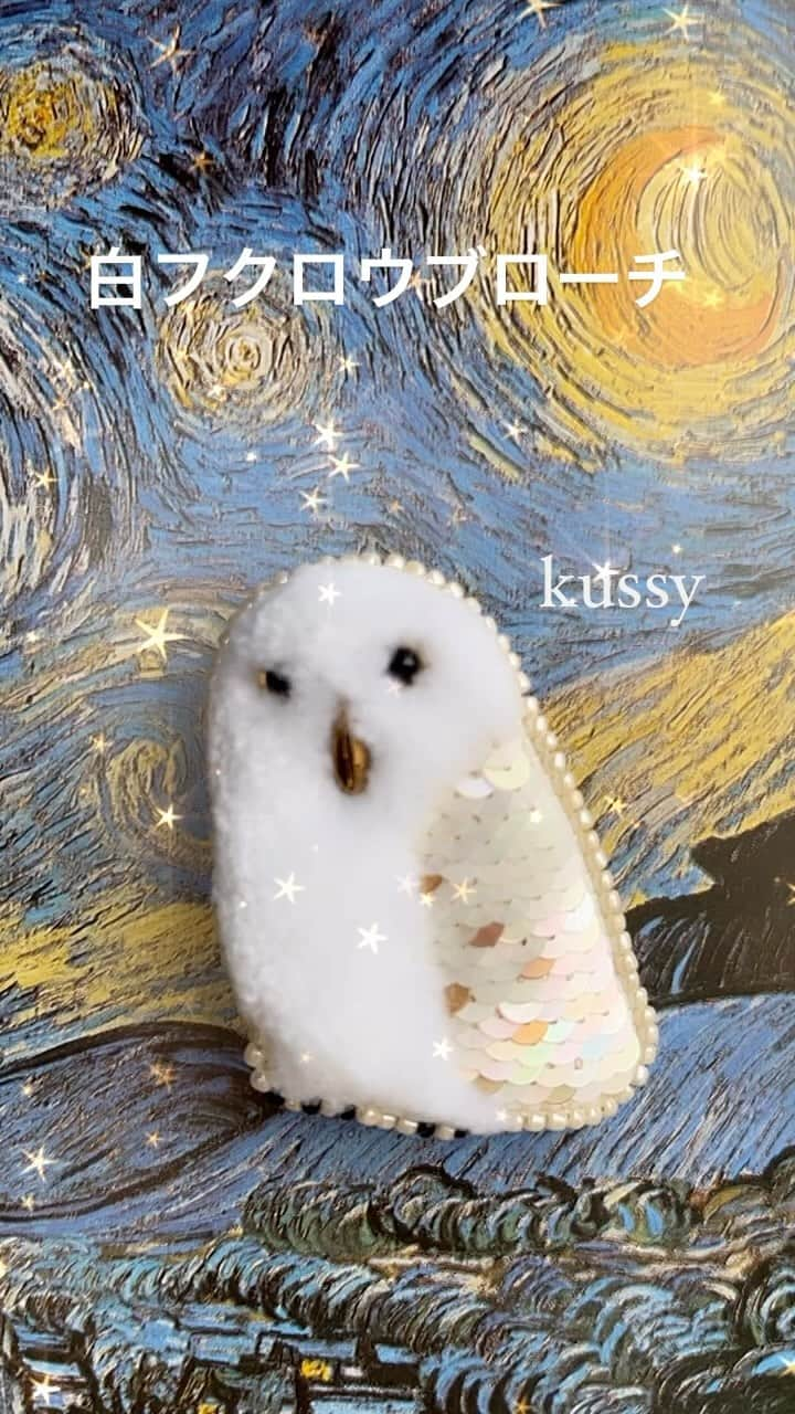 久島優子のインスタグラム：「魔法使いのペットな白フクロウのブローチです🌙🦉」