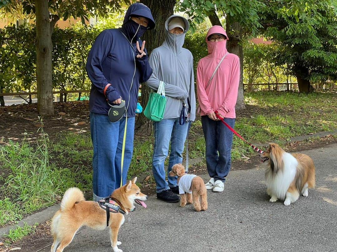 久保田磨希さんのインスタグラム写真 - (久保田磨希Instagram)「ニュースおかえりでお話しした。こちらが、 只今、我がご近所で仲間が増えていっている『忍者パーカーS』 皆さんもご一緒にどうですか？　　 目しか見えてないのに、犬達はすぐに誰か見分けてくれます🥰 #久保田磨希 #紫外線対策 #勝手に名付けた #忍者パーカー」5月18日 15時28分 - maki_kubota1973