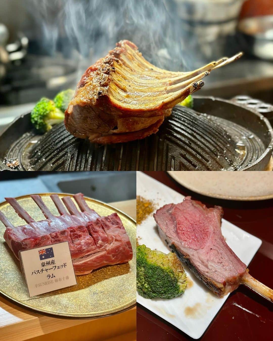 のインスタグラム：「東京ヒツジーランド(とぼくが勝手に言っている)『虎ノ門ノ羊ノ門』は、❶国産のラムとホゲットのジンギスカン、❷超迫力のあるバスチャーフェッドラム、❸スパイシーな羊串、❹生食OKの羊ユッケ、❺めちゃくちゃ気に入っちゃった羊のスネと豆のシャンクスープ、❻羊肉のつゆだく魯肉飯、そして❼辛旨な羊肉の火鍋、これでもかと羊の食べ方をプレゼンテーションしてくれるので最高です！ こちらはジンギスカンブームを牽引した『羊SUNRISE』のトップツーの関澤波留人氏か、石川達也氏しか焼かない貴重な店です！  #虎ノ門ノ羊ノ門 #羊surise #具義ジンギスカン2023 #具義虎ノ門2023」