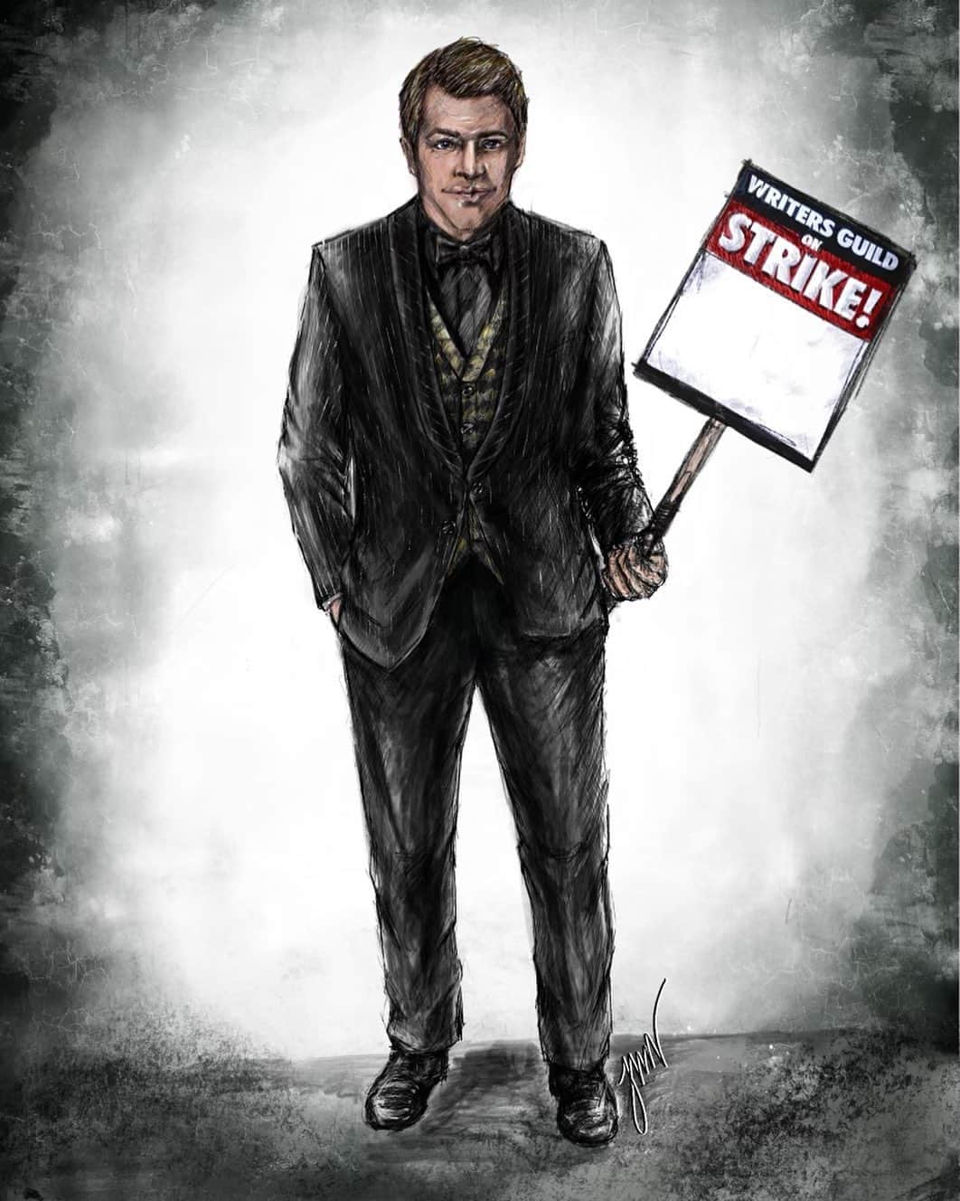 ミーシャ・コリンズのインスタグラム：「A DIY Strike solidarity image courtesy of @jennifermaydesigns... Use as you see fit! #wgastrong」