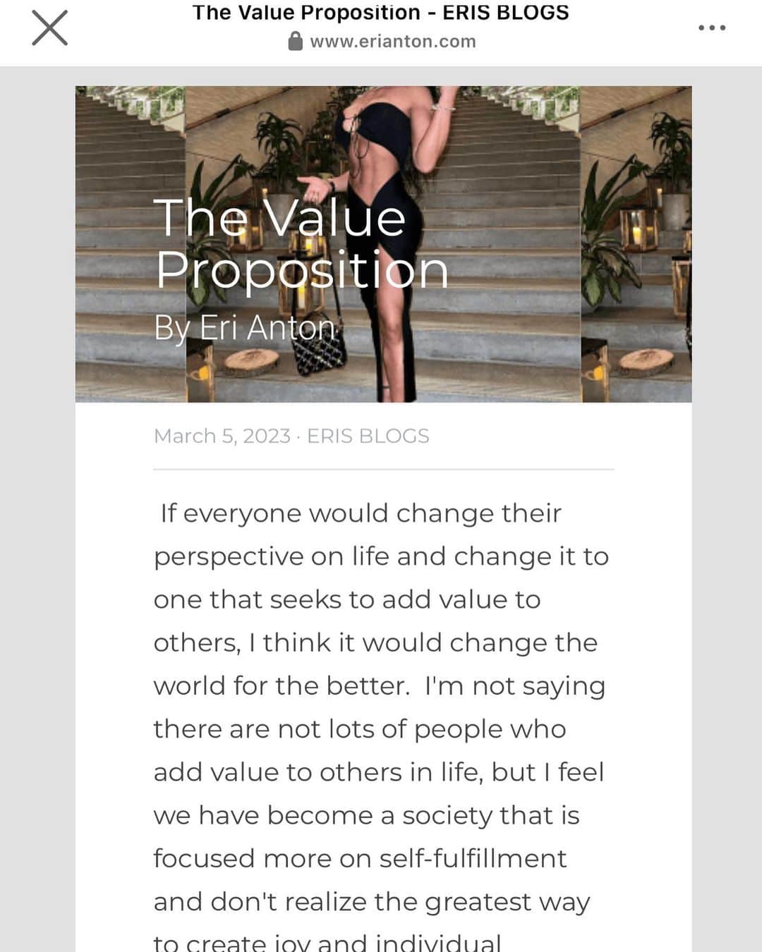 Eri Antonさんのインスタグラム写真 - (Eri AntonInstagram)「(Blog)  My life, my story, my time……..and it’s all about value. ✨✨✨  Check out my new blog “The Value Proposition” click link on bio.   Www.erianton.com」5月18日 12時34分 - erianton_