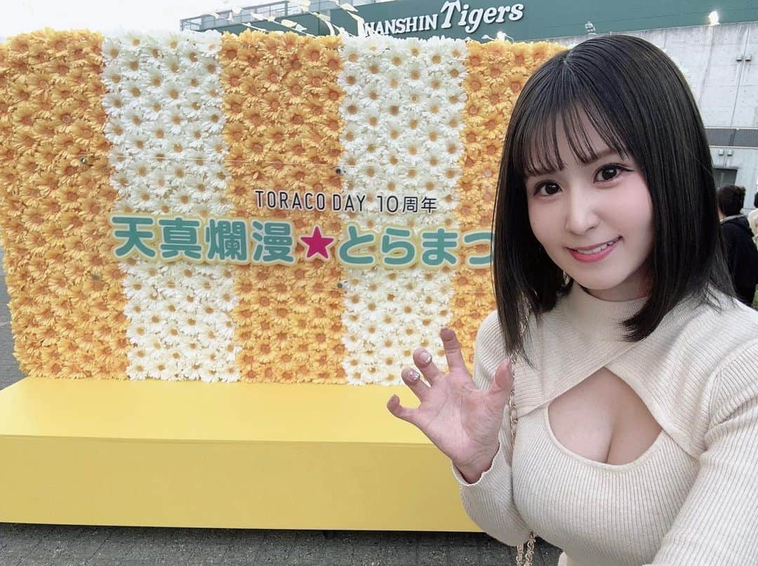 水沢まいのインスタグラム：「2023.5.12 #阪神甲子園球場  天真爛漫⭐️とらまつり  #阪神タイガース #阪神 #toracoday  #toracoday2023  #大山悠輔 選手 #湯浅京己  投手」