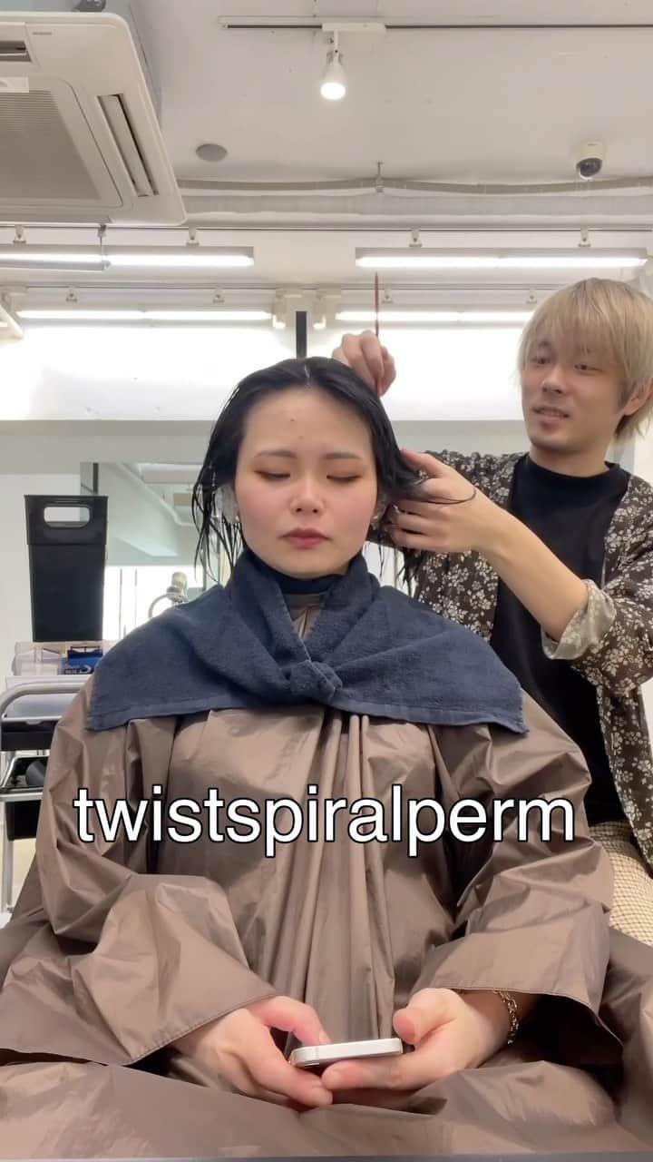 時田健太のインスタグラム：「ツイストスパイラルパーマ  #ツイストスパイラルパーマ  #ツイストスパイラル #パーマ #ボブパーマ」