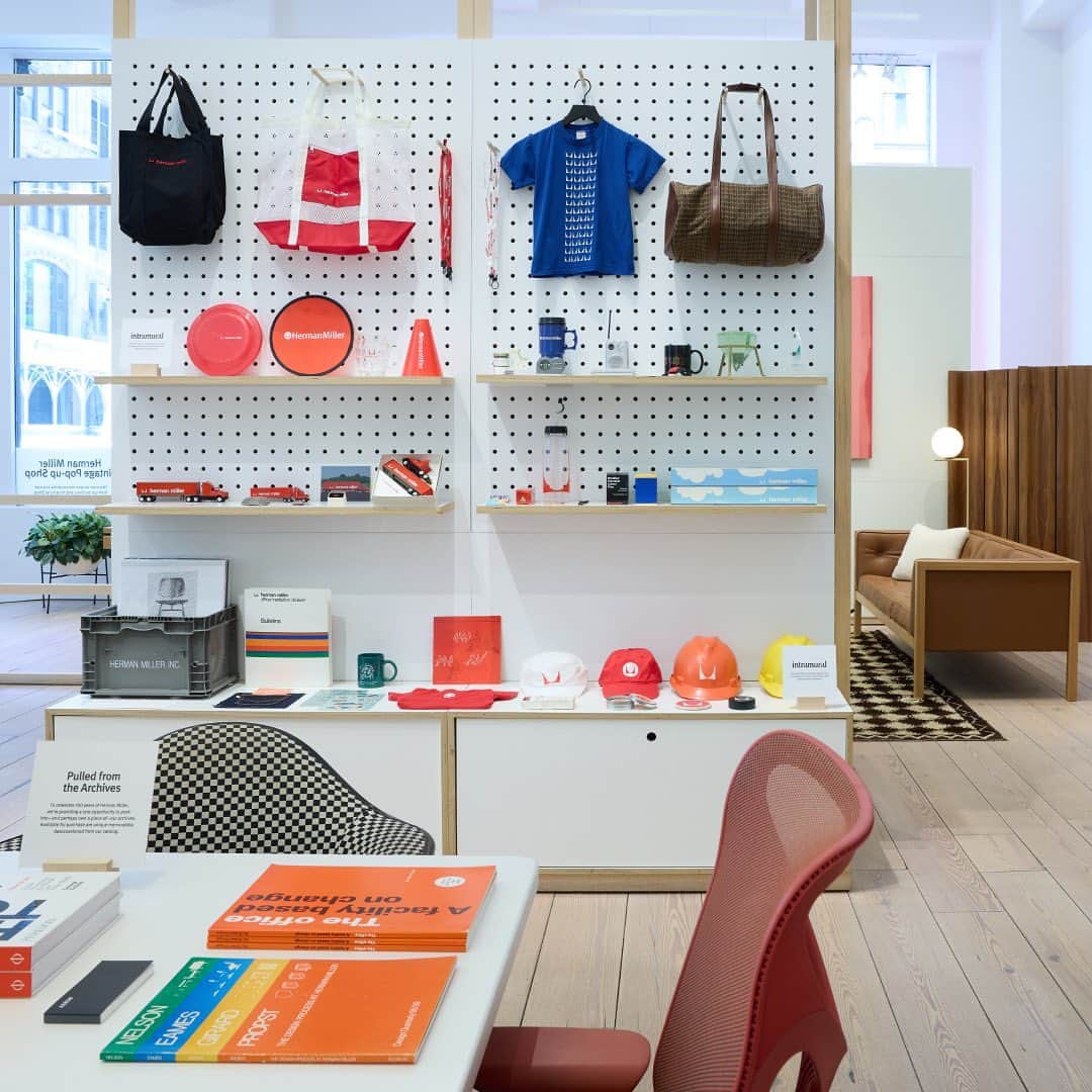 Herman Miller （ハーマンミラー）のインスタグラム：「Herman Miller Vintage Pop-up Shop in collaboration with Intramural is now open! Swing by our flagship store in New York for a rare opportunity to peek into—and perhaps own a piece of—our archives. Visit today to shop special archival items, vintage clothing, and ephemera from @intramuralshop, as well as new limited-edition designs like the recently launched Alexander Girard Environmental Enrichment Posters and a special-edition “Herman Miller: A Way of Living” monograph. Plus, all visitors receive a complimentary and limited-edition gift.   Date: Thursday, May 18­–Sunday, May 21 Time: Thursday–Saturday 10am–6pm, Sunday 12–6pm Location: Herman Miller, 251 Park Ave. S., New York, NY 10010」
