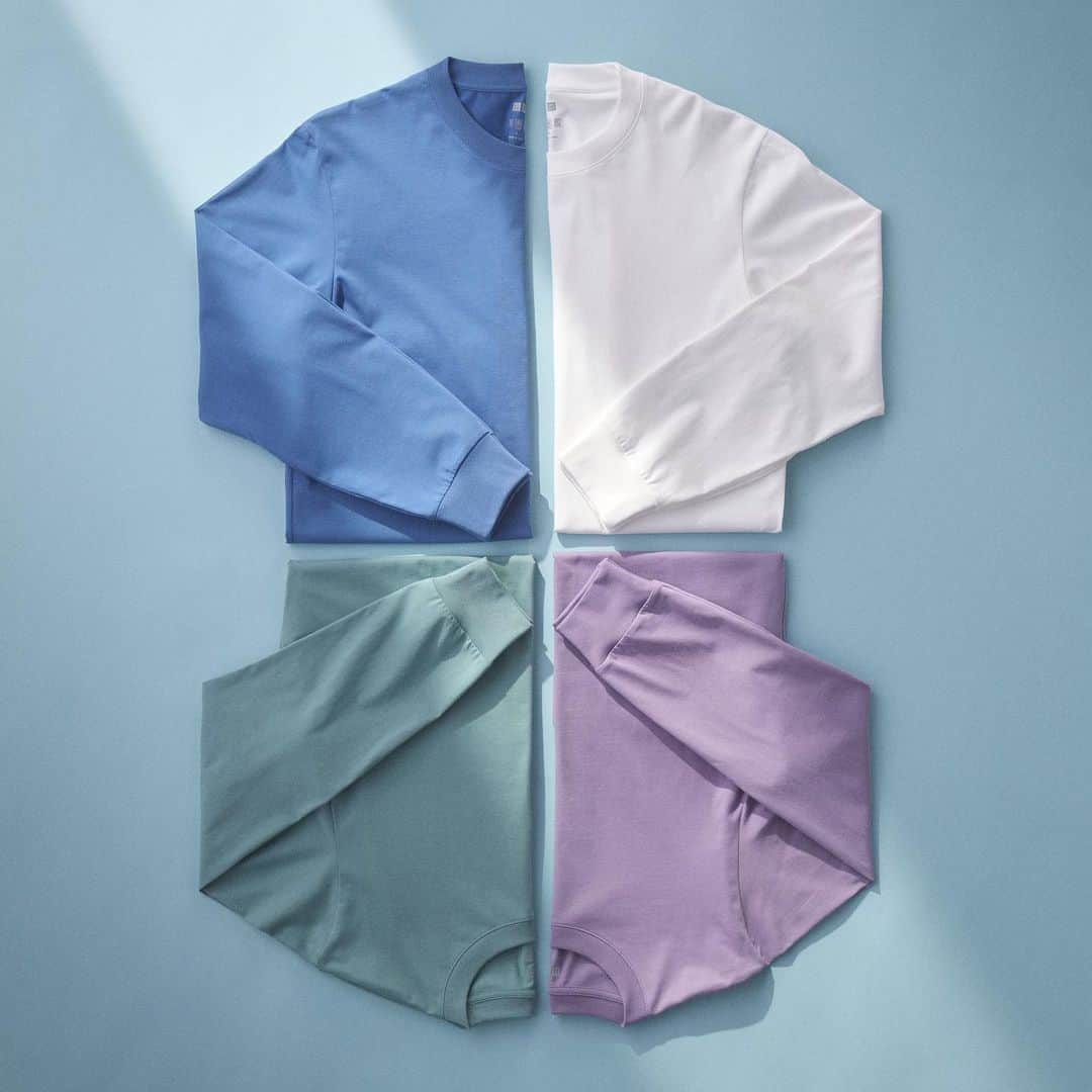 のインスタグラム：「Looks can be deceiving. Our AIRism crew neck long-sleeve shirt may look simple - not only is it airy and comfortable, but the slit hems make this T-shirt great for wearing alone or layering.  455403 AIRism Cotton UV Protection Crew Neck T-Shirt  #Uniqlo #LifeWear #springsummer2023 #AIRism  *The product availability differs among regions. Please check your regional account or website.」