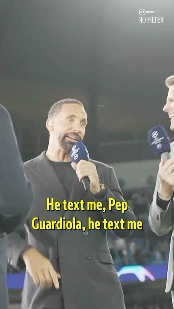 リオ・ファーディナンドのインスタグラム：「Never in doubt! @rioferdy5 on the text he received from @pepteam 💪 #NoFilterUCL」