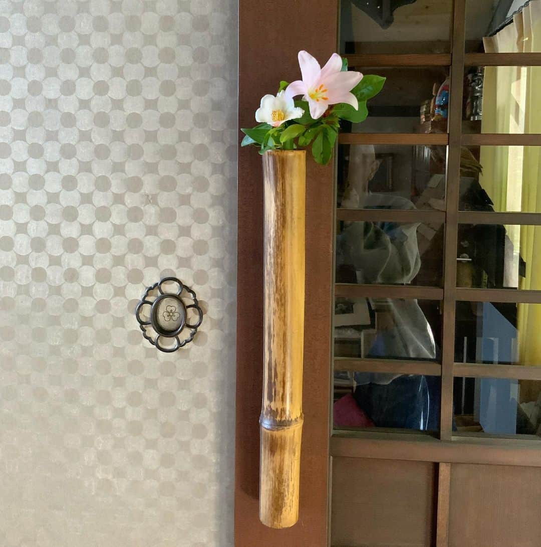 ヒロミチナカノさんのインスタグラム写真 - (ヒロミチナカノInstagram)「竹の掛け花入れに夏椿とヒメサユリを入れました。 #flowers」5月18日 17時35分 - hiromichinakano_official