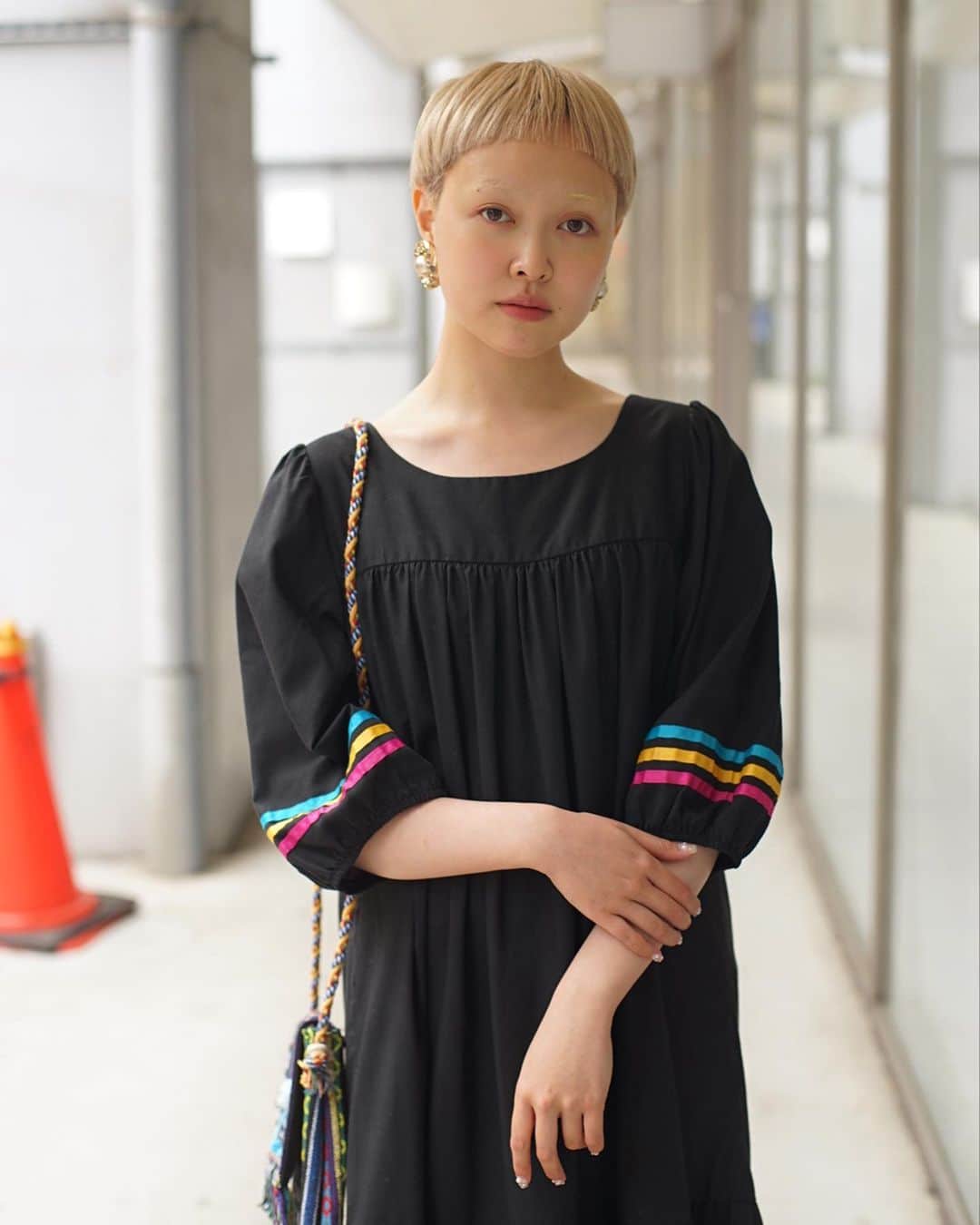 PUNK CAKEさんのインスタグラム写真 - (PUNK CAKEInstagram)「❤️ NEW ARRIVAL ❤️ ☑︎ Color tape tiered black dress【SOLD】  Now on sale ➡︎ ONLINE STORE  model / @momooka_koyoi」5月18日 18時39分 - punk_cake