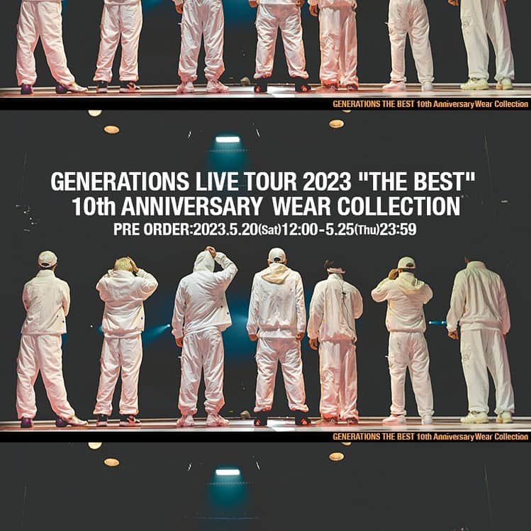PKCZ GALLERY STOREさんのインスタグラム写真 - (PKCZ GALLERY STOREInstagram)「GENERATIONS LIVE TOUR 2023"THE BEST" 10th ANNIVERSARY WEAR COLLECTION 5.20(SAT)12:00 PRE ORDER START!!  GENERATIONS 10周年を記念したアイテムをリリース。 10周年ロゴを用いたウエアに、GENERATIONSの代表する楽曲 「Evergreen」のメッセージをデザインに落とし込んだ GENERATIONS THE BEST 10th Anniversary Wear Collectionを VERTICAL GARAGE ONLINE STOREにて受注販売を致します。  ■受注期間 5月20日(土)～5月25日(木)  ■受注場所 VERTICAL GARAGE ONLINE STORE  @generations_official  #GENERATIONS #GENE #ジェネ #THEBEST #白濱亜嵐 #片寄涼太 #数原龍友 #小森隼 #佐野玲於 #関口メンディー #中務裕太」5月18日 21時00分 - vertical_garage