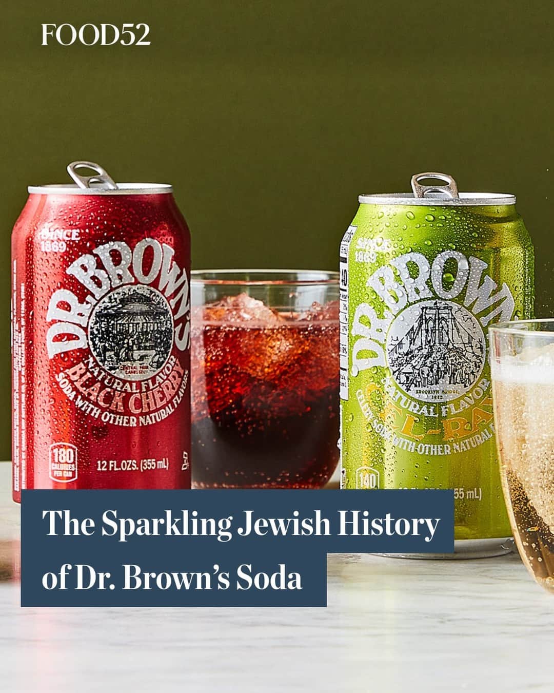 Food52のインスタグラム：「“A symbol for many third- and fourth-generation Jewish Americans, Dr. Brown himself may resemble the Tooth Fairy—part of the fairy tale of Jewish diasporic history, glimpsed in a deli fridge and sipped alongside a sandwich that somehow now costs $23,” Lyra Walsh Fuchs writes about the soda that started as a medicinal tonic. Read more about this how this historic brand found its niche in society at the link in bio. 📸: @juliagartland #f52community #f52grams」