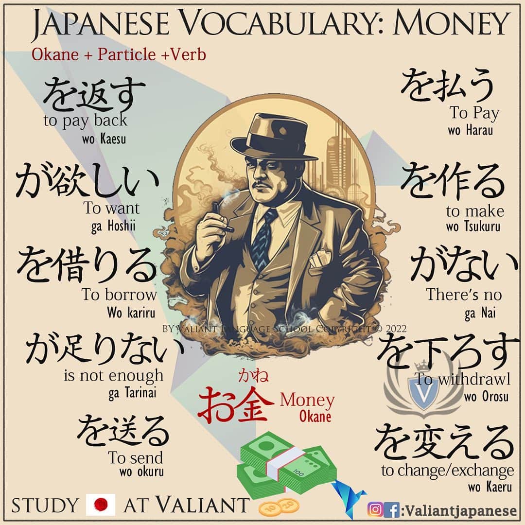 Valiant Language Schoolさんのインスタグラム写真 - (Valiant Language SchoolInstagram)「・ 👩🏼‍🏫🗣: Start Learning Japanese with @ValiantJapanese ! DM us for details.  ・ ⛩📓: Simple Japanese: Money 💸💰🤑 . . . . . . . . .  . #japaneselanguage  #cryptocurrency  #nihongojapanese  #日本語  #hiragana  #katakana  #cryptonews  #일본어  #studyjapanese   #japaneseramen   #飲み物 #japanesefood  #money  #psychology  #entrepreneurship  #ceo」5月18日 21時37分 - valiantjapanese