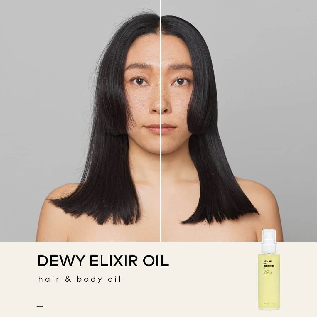 センス・オブ・ヒューモア SENSE OF HUMOURさんのインスタグラム写真 - (センス・オブ・ヒューモア SENSE OF HUMOURInstagram)「DEWY ELIXIR OIL  - デューイエリクシアオイル -  髪の補修やボディケア、ヘアスタイリングのアクセントとしても使用できるマルチオイル  天然由来成分100% ヘア&ボディ用オイル 100ml ¥8,800/税込 30ml ¥3,520/税込  ■洗い流さないトリートメント ■ボディにも ■ツヤ ■紫外線ケア  ...  #senseofhumour #senseofhumoursalon #センスオブヒューモア #センスオブヒューモアサロン  #dewyelixiroil #デューイエリクシアオイル  ...  南青山店 @senseofhumour_shop_salon   ...」5月18日 22時03分 - senseofhumour_official