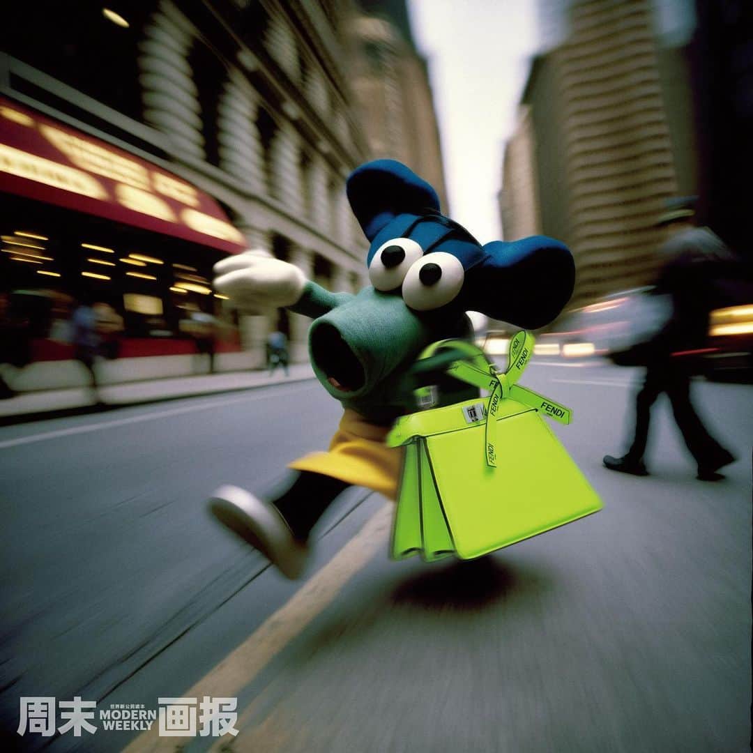 Fendiのインスタグラム：「The #FendiPeekaboo reimagined by Marc Jacobs as part of #MarcJacobsXFendi features in a @modernweeklystyle editorial.  Photography: Zhu Qian Styling: @moka_shen Prompt Engineer: @xxiaomma Assistant: Xiao Yu」