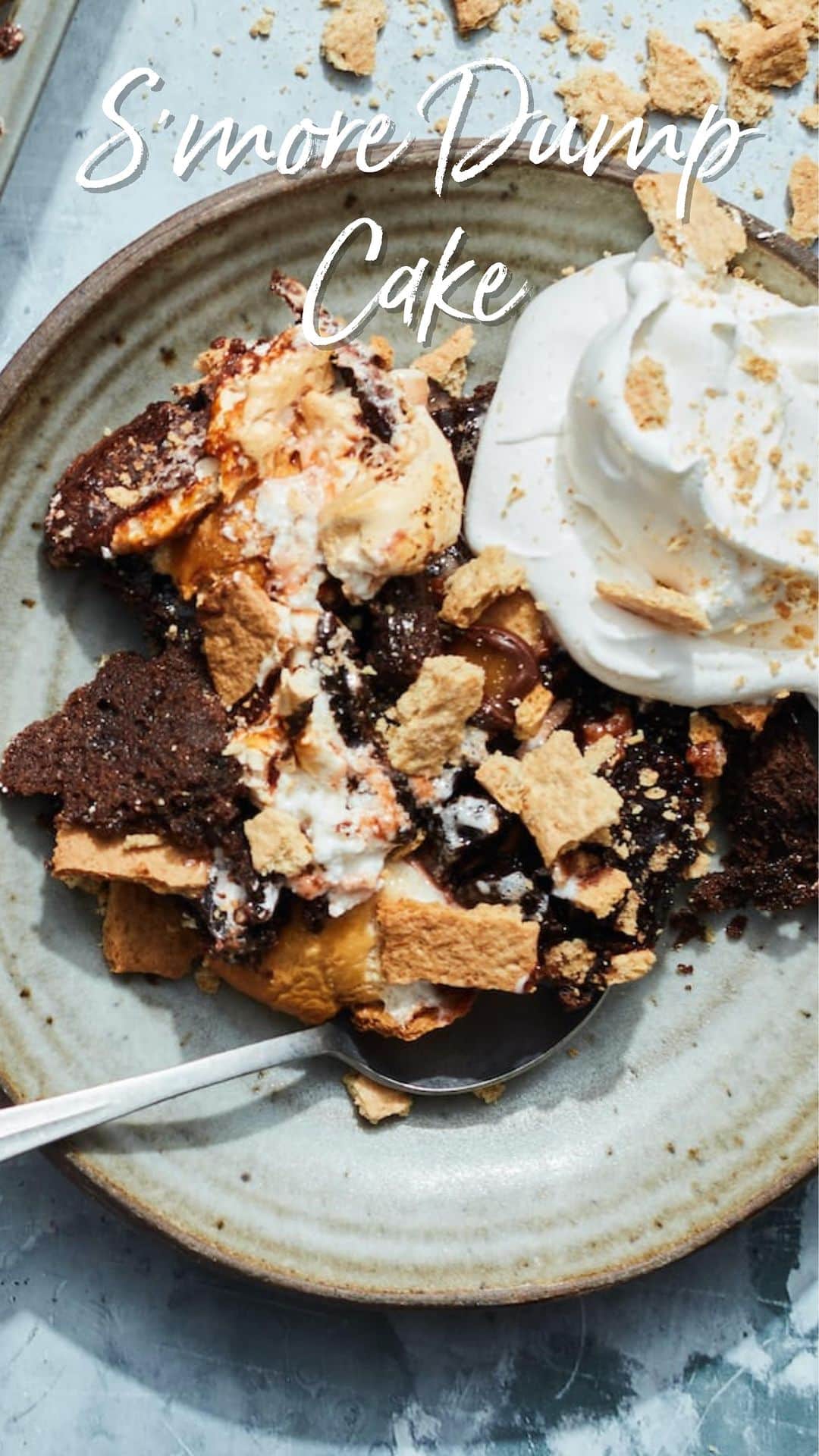 Gaby Dalkinのインスタグラム：「S’mores Dump Cakes. THIS IS EVERYTHING! Grab the recipe link in my profile https://whatsgabycooking.com/smore-butterscotch-caramel-dump-cake/」