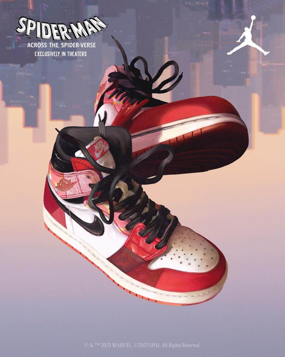 Jordanのインスタグラム：「Are you ready to kick it like Miles Morales and step into the Multiverse with the Air Jordan 1 High OG ‘Next Chapter’?   Click the link in the bio to get notified and check out 'Spider-Man: Across the Spider-Verse', exclusively in theaters June 2.」