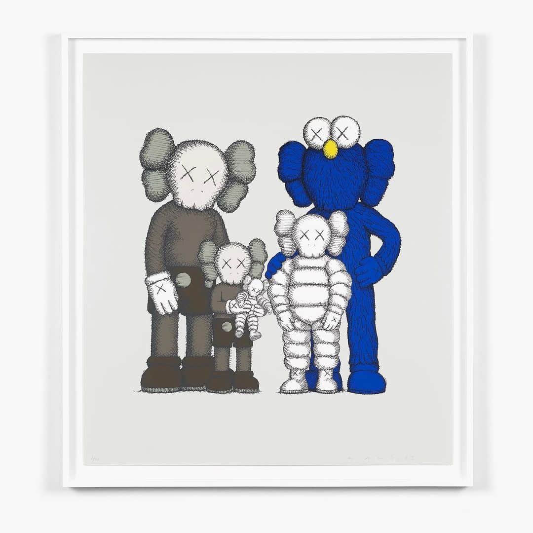 KAWSONEのインスタグラム：「TIME OFF, FAMILY, and SHELTER will be available tomorrow Friday May 19th at 12:00pm (Noon) Eastern Daylight Time on prints.kawsone.com.  TIME OFF, 2023. Screen print on Stonehenge paper. 16 x 21 inches (unframed). Signed and numbered Edition of 500, with 100AP. Co-published by KAWS and Brand X Editions  FAMILY, 2023. Screen print on Somerset paper. 29 x 26 inches (unframed). Signed and numbered Edition of 500, with 100AP. Co-published by KAWS and Brand X Editions  SHELTER, 2023. Screen print on Stonehenge paper. 20 x 16 inches (unframed). Signed and numbered Edition of 500, with 100AP. Co-published by KAWS and Brand X Editions Prints sold unframed. #KAWS」