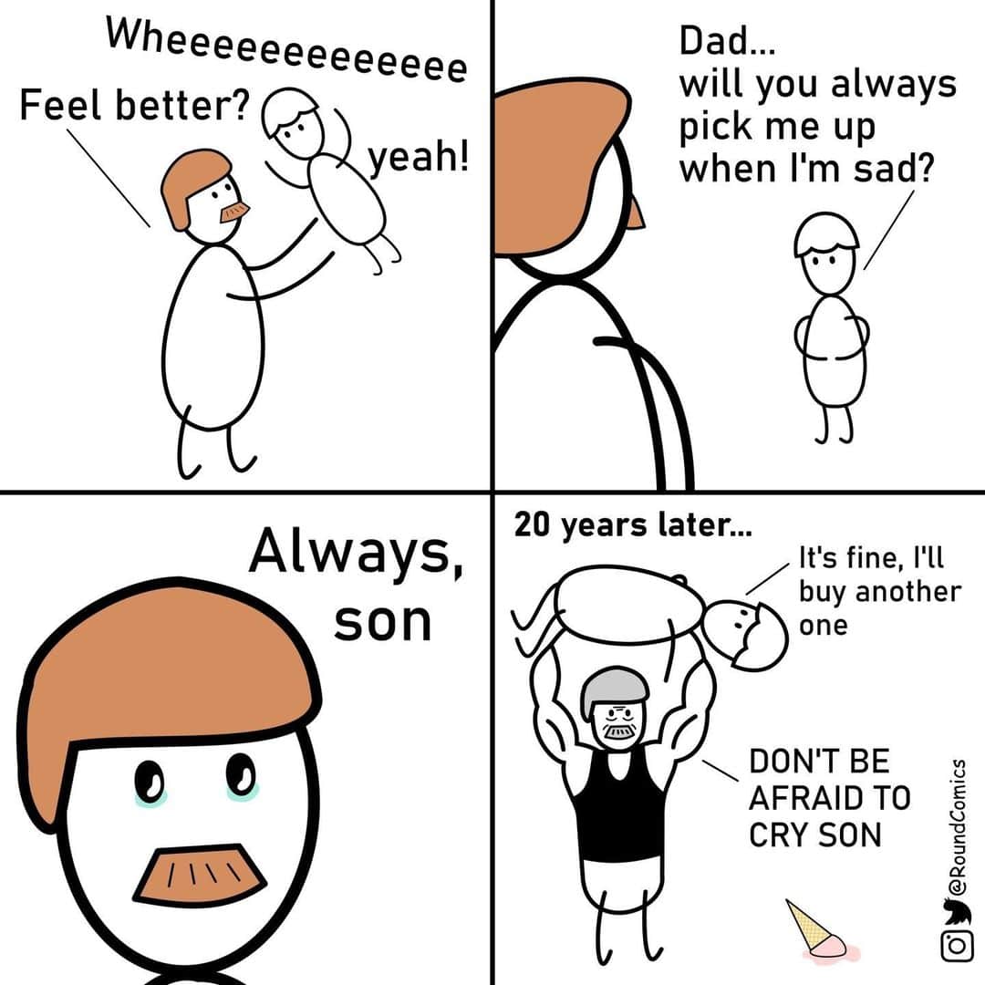 9GAGさんのインスタグラム写真 - (9GAGInstagram)「Dad was skipping leg day ✍🏻 @roundcomics -  #comic #dad #wholesome #9gag」5月19日 4時00分 - 9gag