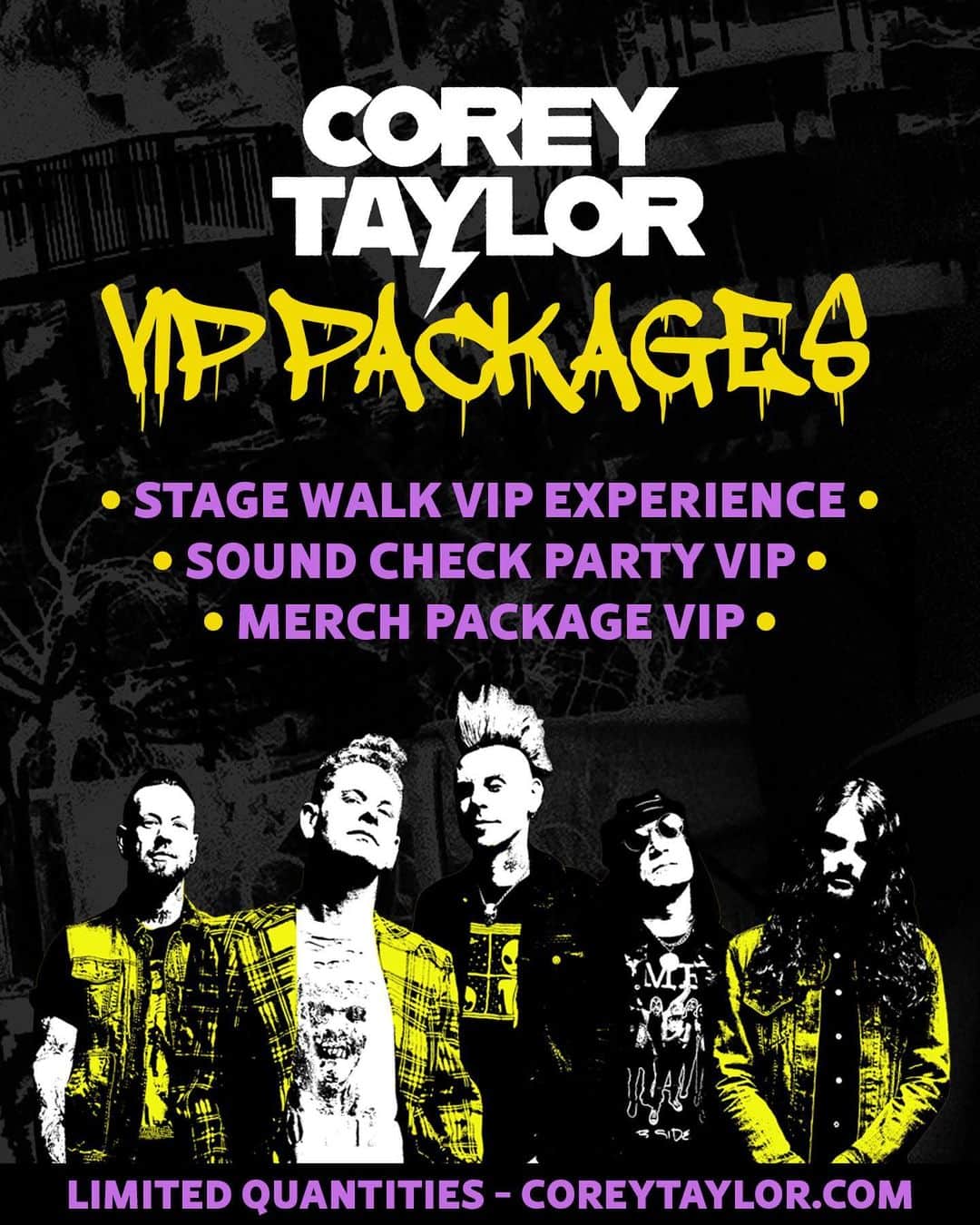 コリィ・テイラーのインスタグラム：「LIMITED VIP PACKAGES available for my US Headline Tour. Swipe for details.  Tickets on-sale tomorrow.  8/25 • Denver, CO 8/27 • Kansas City, MO 8/28 • Minneapolis, MN 8/30 • Milwaukee, WI 8/31 • Chicago, IL 9/2 • Chesterfield, MO 9/3 • Pryor, OK 9/5 • Detroit, MI 9/7 • Cleveland, OH 9/9 • Cincinnati, OH 9/10 • Alton, VA 9/12 • Montclair, NJ 9/13 • Boston, MA 9/15 • Wallingford, CT 9/16 • Huntington, NY 9/18 • N. Myrtle Beach, SC 9/19 • Orlando, FL 9/21 • Huntsville, AL 9/22 • Louisville, KY 9/24 • Houston, TX 9/25 • Dallas, TX 9/27 • Albuquerque, NM 9/28 • Tempe, AZ 9/29 • Henderson, NV 10/1 • San Diego, CA 10/3 • Riverside, CA 10/5 • Los Angeles, CA 10/7 • Sacramento, CA」
