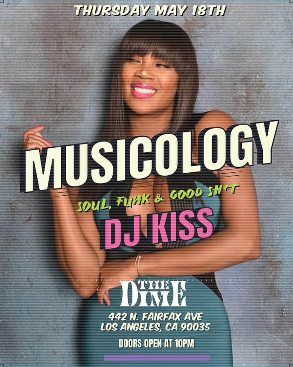 Kissのインスタグラム：「Back at @thedimela tonight for my monthly party, Musicology!! It’s literally my favorite party to spin because I get to dig in the crates and play everything I want from classics to ratchet lol!! 😜 Last month was so much fun, come and have a drink and a two-step with me tonight 10pm at @thedimela!! 💃🏾💕💃🏾」