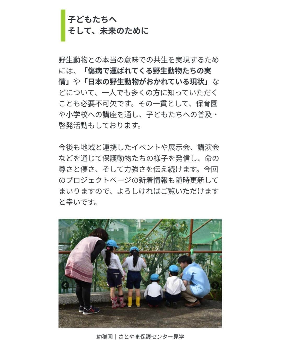 木越明さんのインスタグラム写真 - (木越明Instagram)「@japanwildlifecenter さんの クラウドファンディングを応援しています📣‼️‼️‼️ 私のプロフィールURLから、サイトにとべますので 是非、見ていただきたいです！！！  .   Japan Wildlife Center (JWC)さんは 日本の野生動物の救護センターです🐥  動物と人間の共存を信じて 保護された動物の治療や 正しい知識を広める活動もされています！ (例えばタヌキがキャットフード食べると病気になるとか！)  是非これを機にJWCさんの事 JWCさんが伝えたい事が少しでも多くの方に広まってほしい！！ 夢、叶ってほしい！！  環境・動物保護についての問題は ますます身近な話題になってきてるから “地球規模”の危機的な現状についてはみんなが知ってて シロクマが！ゾウアザラシが！ トラが！サンゴが！ゾウが！サメが！ ペンギンが！カメが！！ というニュースはどれもすごく悲しいし、すごくいやだ  でも“日本の”野生動物の現状について… 正直、私は3年前にJWCさんに出会うまで ぜんぜん考えてなかったです  プラスチックを誤飲するイルカがいる事や 北極の氷がすごい溶けてる事 そういうことはみんな知ってるけど 東京にも人間の影響で傷付いている動物がいることは あまり普及している感覚ではない気がします  大きな規模で考えて、変えていく事はもちろん大切だけど だったら身近な命もやっぱり大切にしたいと私は思う🫂  「未来は明るい」と、ちゃんと思えるようにしたい！  JWCさんには、友達が運営に携わっているので出会えたのですが、去年のクラウドファンディングでの資金活用もすごく透明に誠実で、堅実で、応援、大大太鼓判です🥁  今回のクラウドファンディングも 目標金額に達さなければ JWCさんは支援金を受け取れない方式だそうです🦈💦  支援は3000円から！ クラファンはJWCの会員にならなくてもできるけど 入会するとペットの賠償保証もつけてくださいます🐕🐈  是非、一緒に応援していただけたら私もすごく嬉しい❣️」6月2日 21時05分 - aki_kigoshi
