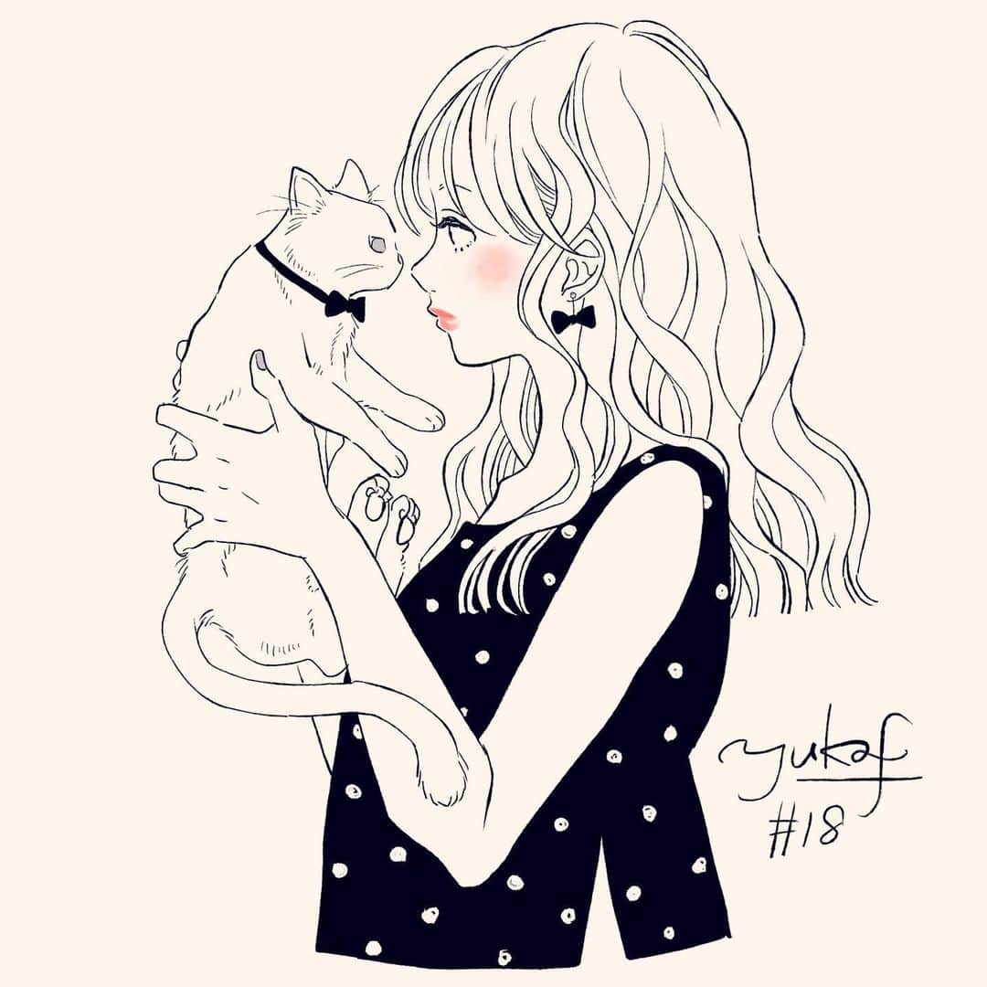 藤原ゆかのインスタグラム：「１日１枚自由お絵描き ✿ 18枚目  #イラスト #イラストグラム」