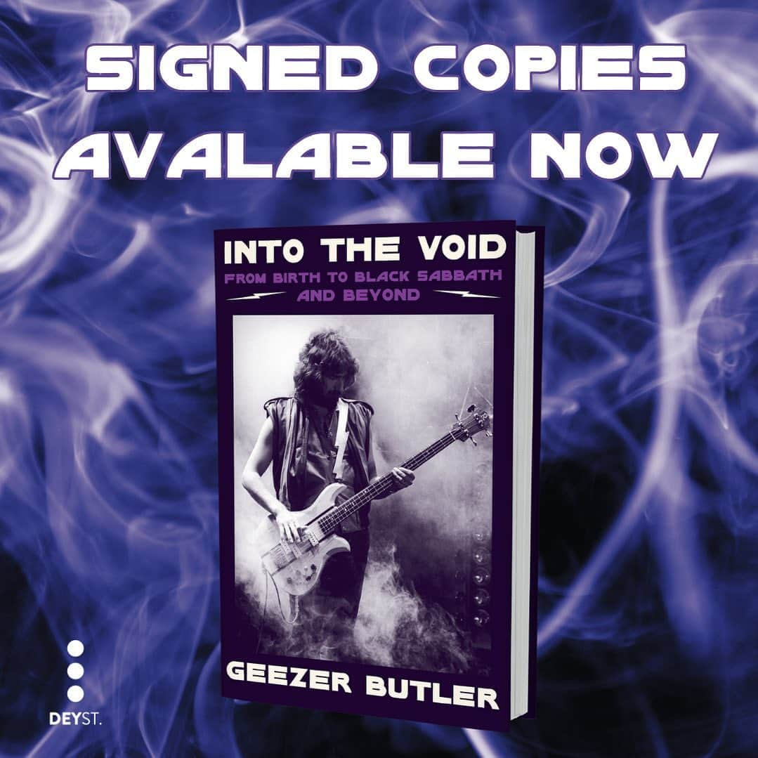 ギーザー・バトラーのインスタグラム：「Book Soup: https://www.booksoup.com/pre-order-geezer-butler Wanted to share with you that there are now additional signed copies of INTO THE VOID available for pre-order in the US from @booksoup. Be sure to pre-order your copy now while supplies last at https://www.booksoup.com/pre-order-geezer-butler  #intothevoid」