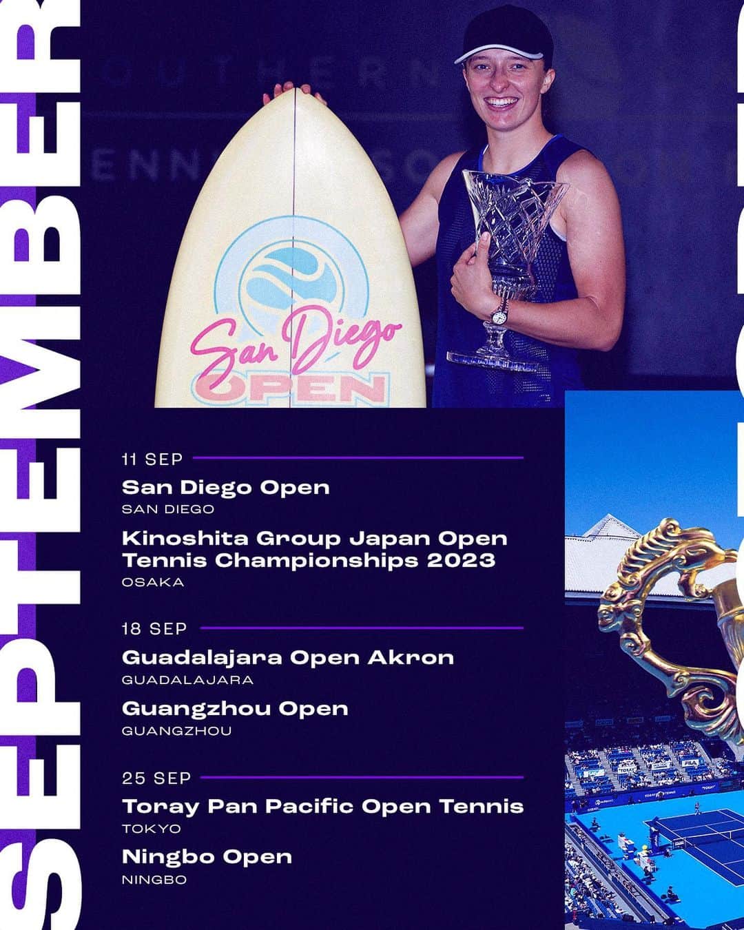 WTA（女子テニス協会）さんのインスタグラム写真 - (WTA（女子テニス協会）Instagram)「Introducing our destinations after the US Open this year 🗺️  More details at the link in our bio! 🔗」6月2日 23時23分 - wta